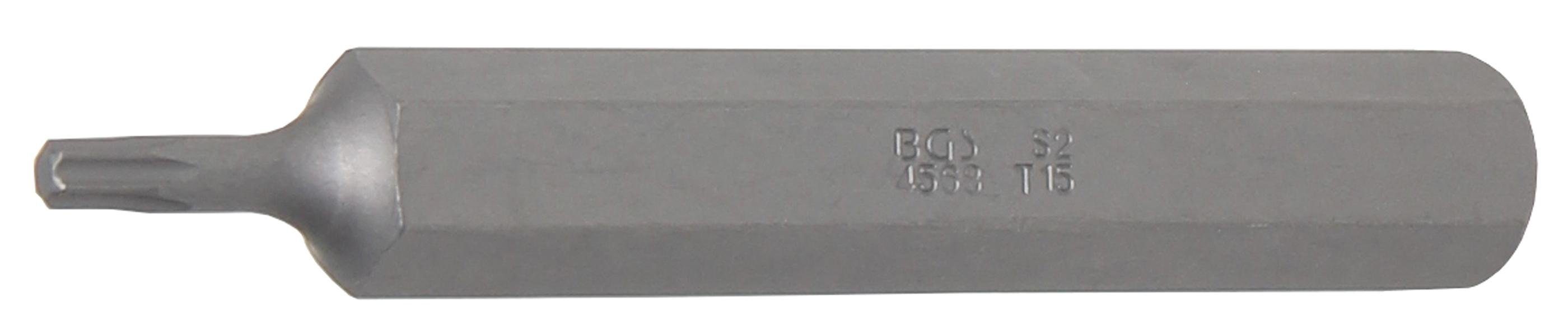 BGS technic Bit-Schraubendreher Bit, Länge 75 mm, Antrieb Außensechskant 10 mm (3/8), T-Profil (für Torx) T15