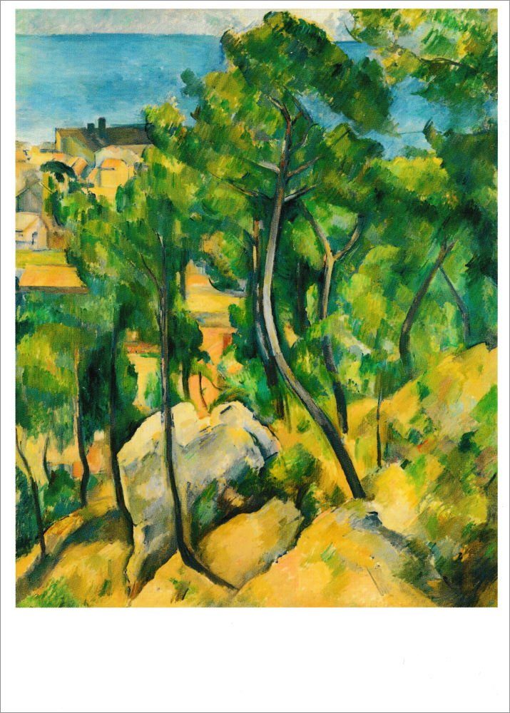 Postkarte Kunstkarte Paul Cézanne "Blick das bei auf Meer L'Estaque"