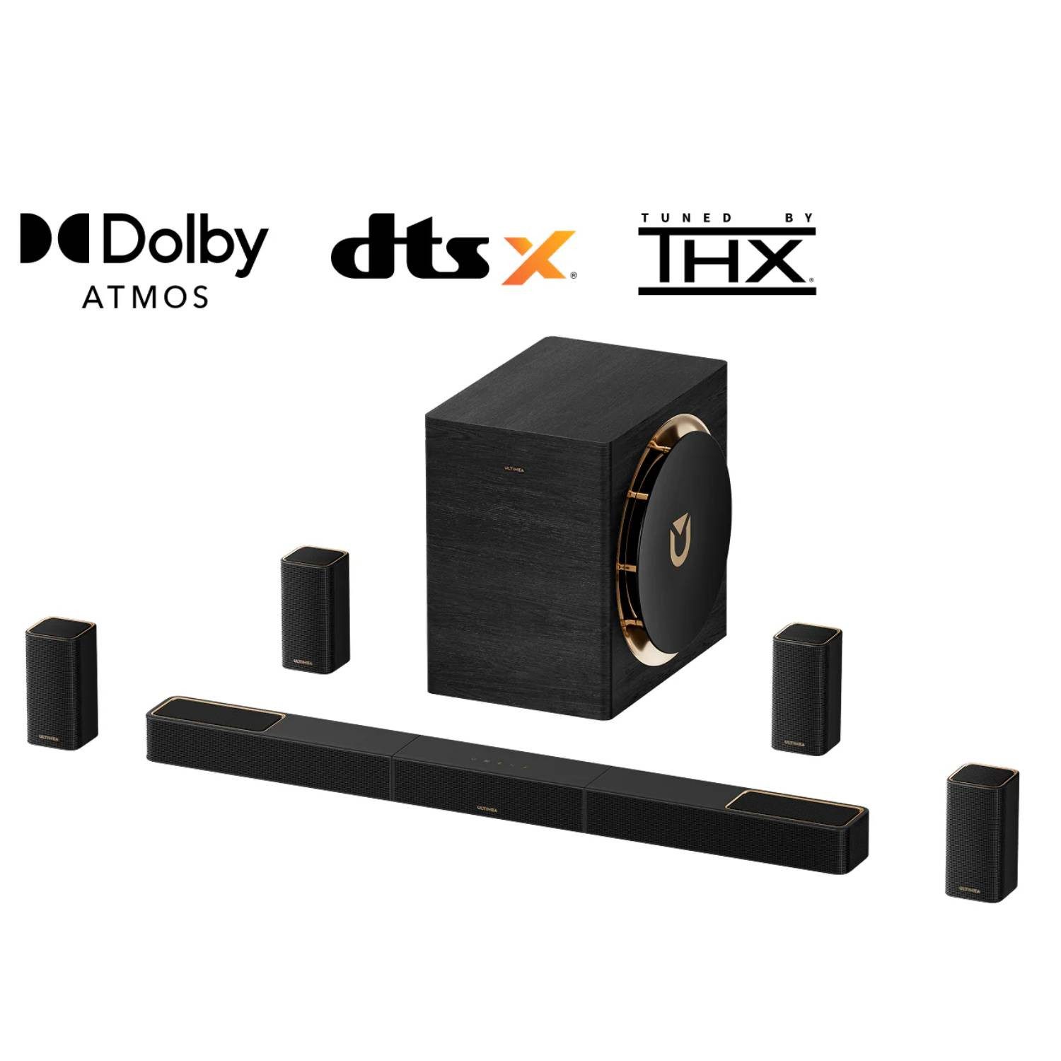 Ultimea Skywave X100 Dolby Atmos & DTS:X Soundbar 9.1.6-Kanal-Surround-Sound (Abgestimmt von THX, 1500 W, 20Hz Low Frequency, App, 8K-HDR-Passthrough, heimkino soundsyste)