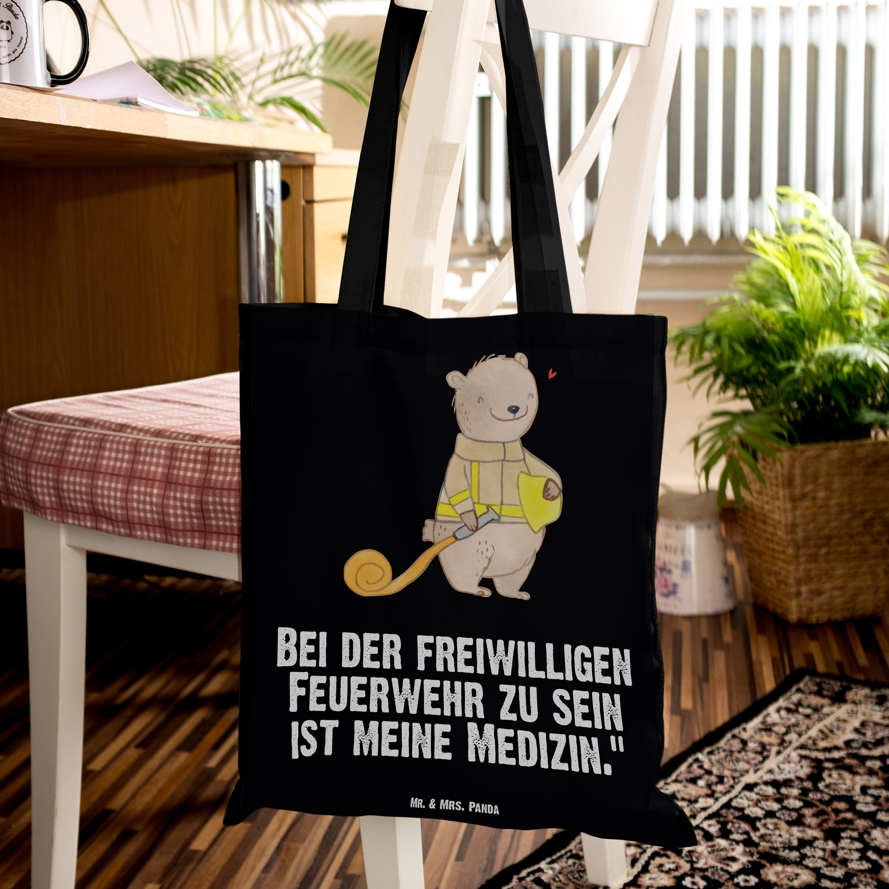 Mr. & Mrs. (1-tlg) Bär Tragetasche Panda Freiwillige Schwarz Geschenk, Feuerwehr Jugendfeuerwe Medizin - 