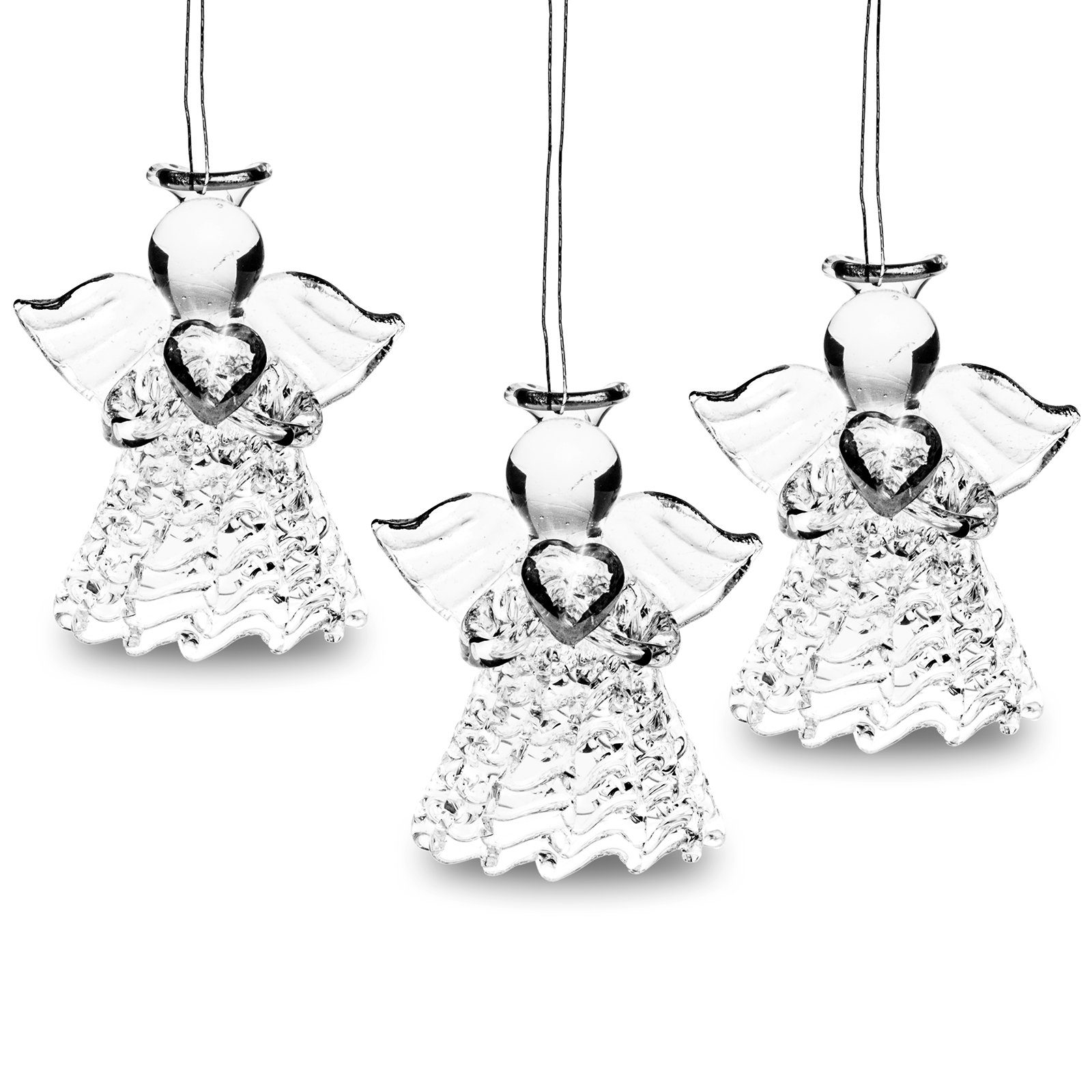 Christbaumschmuck SIKORA BS401 Engel Christbaumschmuck Glas Figur Weihnachtsbaum Anhänger 3er Set