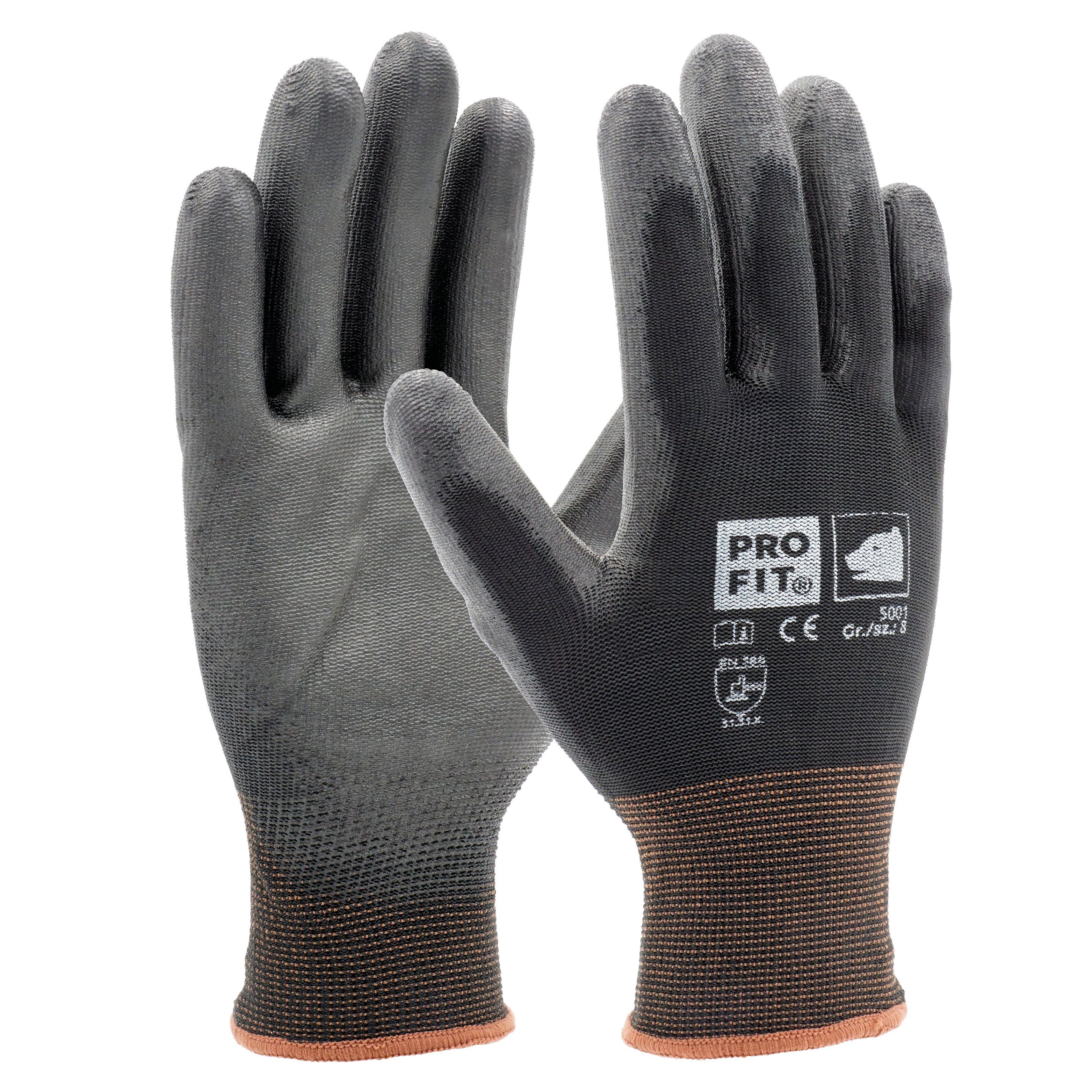 PRO FIT by Fitzner Mechaniker-Handschuhe, Рабочие перчатки, PU-Handschuhe, Montagehandschuh, Gartenhandschuh (12, Paar) Nahtlos, Tragekomfort, Atmungsaktiv, Sicherer Griff