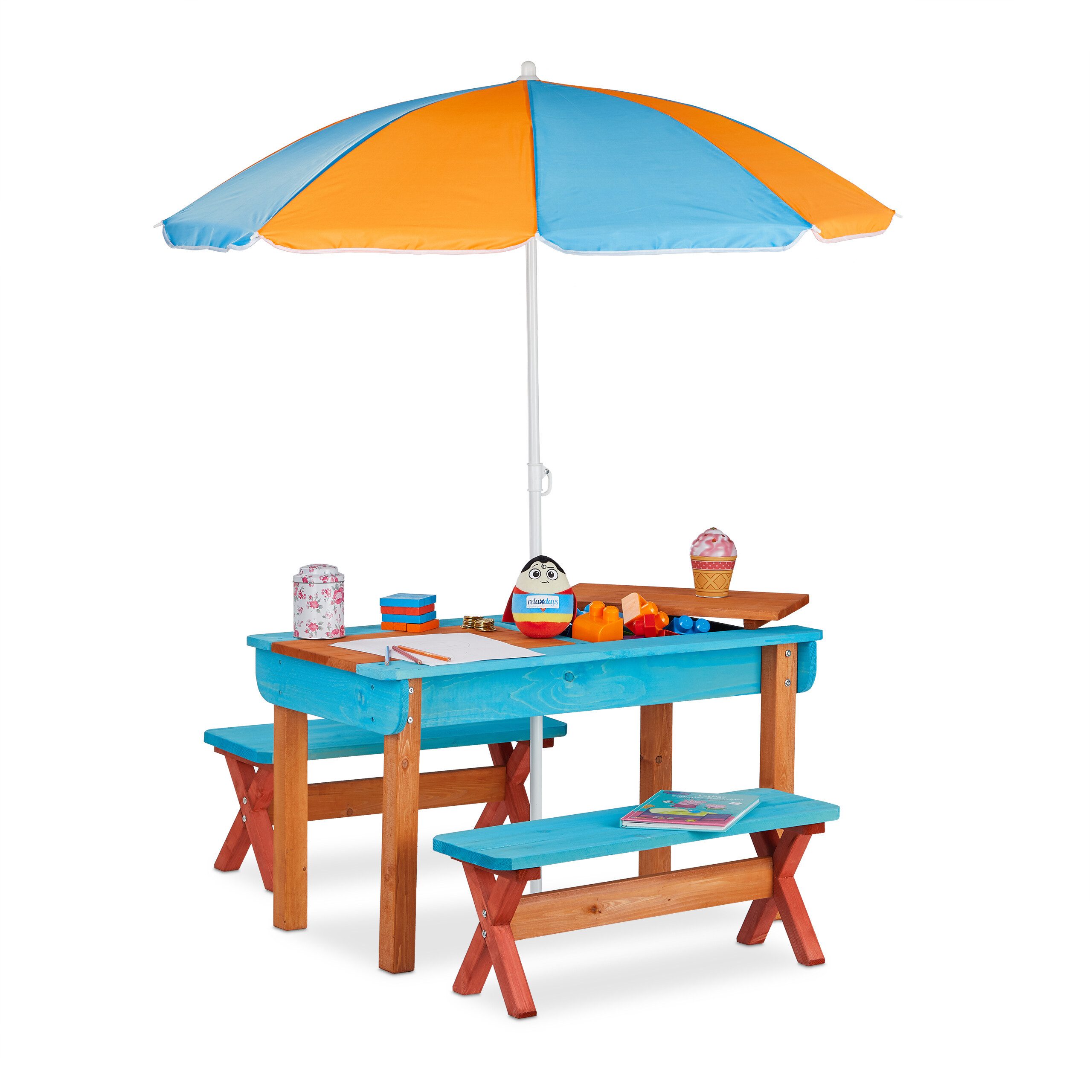 relaxdays Kindersitzgruppe Garten mit Sonnenschirm günstig online kaufen