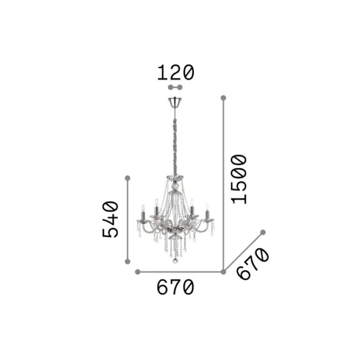Ideal Lux Kronleuchter Ideal Lux Amadeus SP6 Kronleuchter, Ø: 67 cm, LED wechselbar, Hängelampe E14