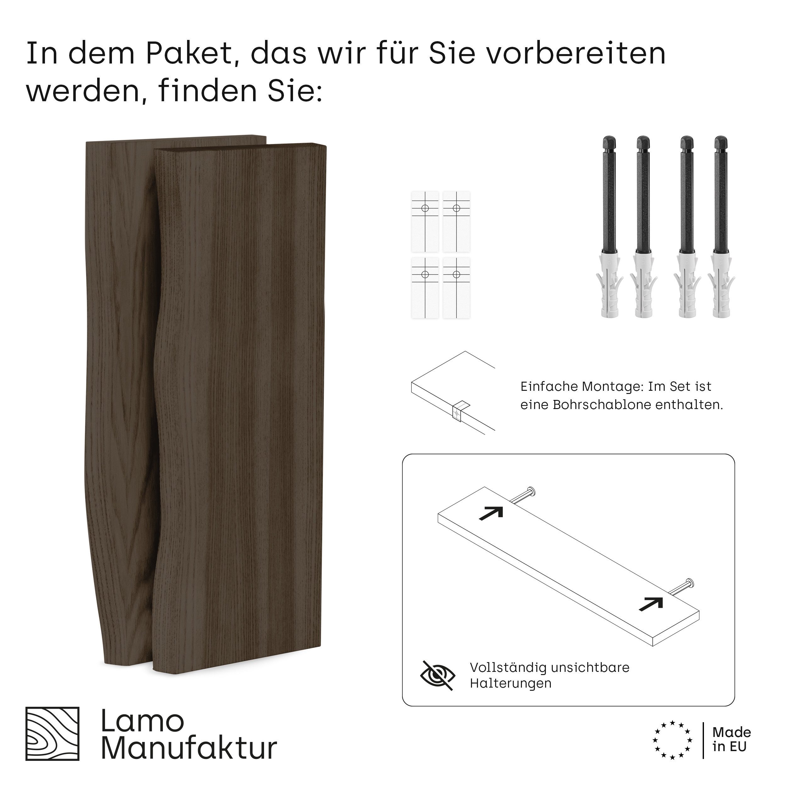 LAMO Manufaktur Wandregal LAMO Manufaktur 2 Stück Wandregal aus Holz 2x 42c günstig online kaufen