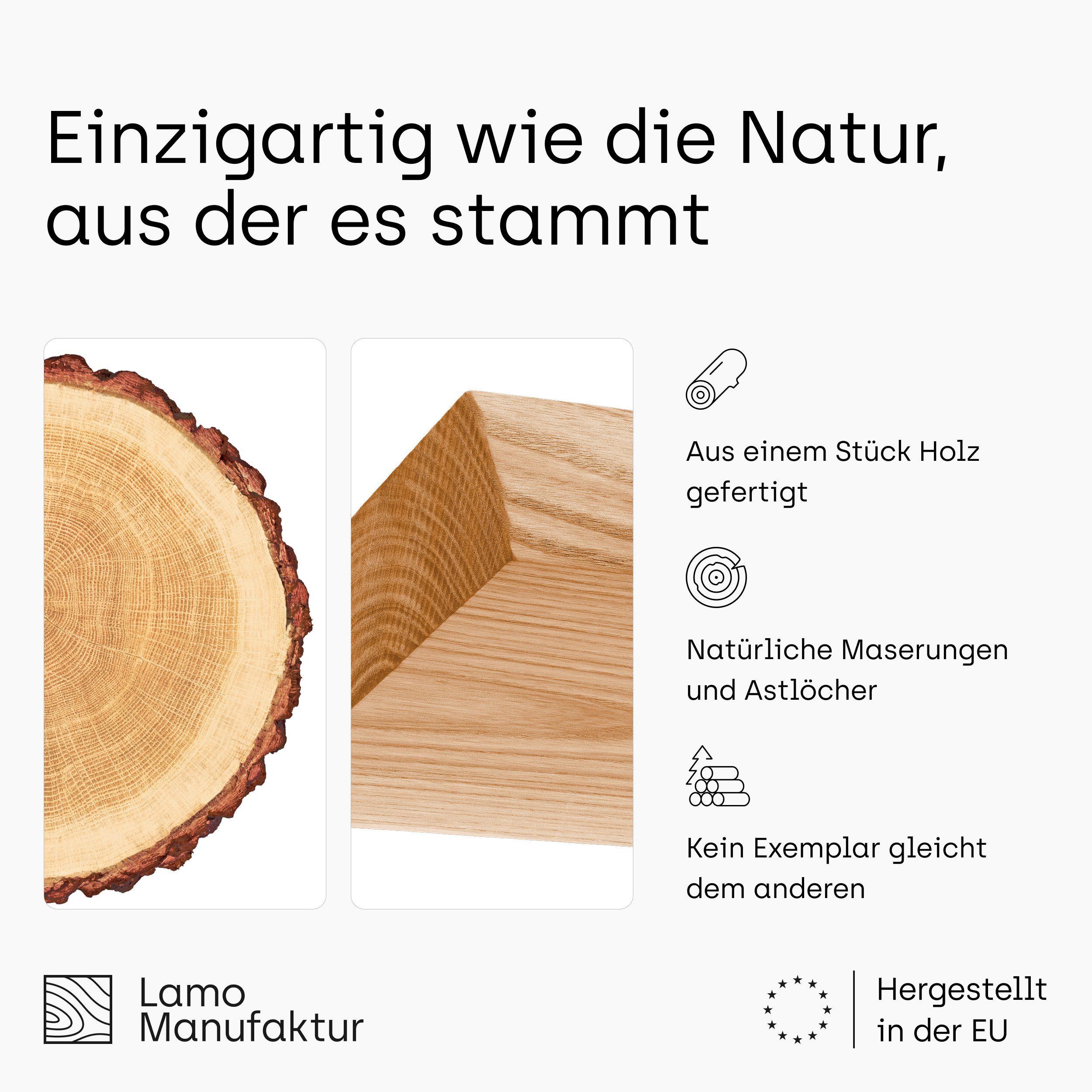 LAMO Manufaktur Wandregal Holz Gerade Regal Farbe: Rustikal mit weißem Original 40 cm, Komplett-Set, 40mm stake Massivholzplatte