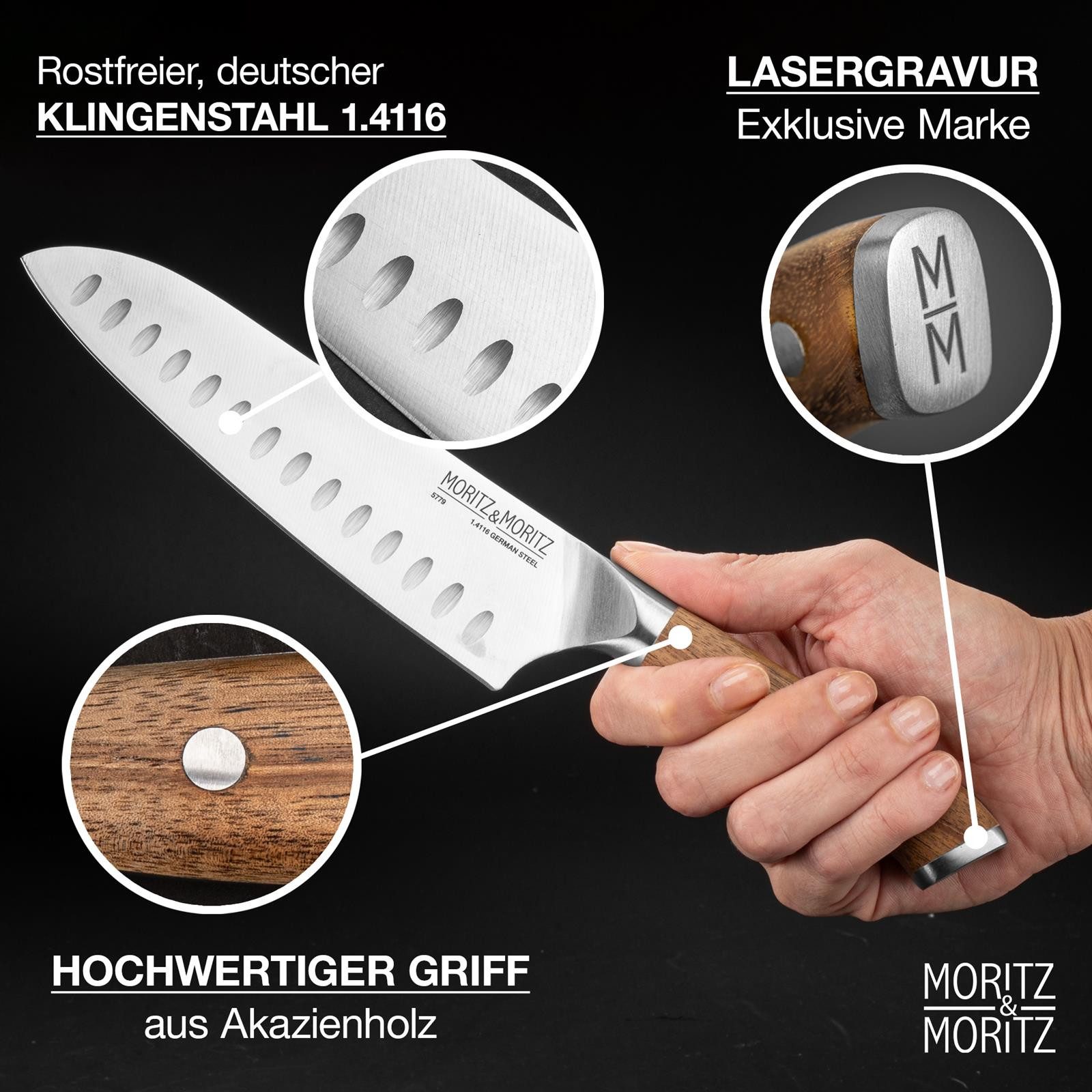 Moritz & Moritz Brotmesser Santoku Messer, ergonomischer Griff