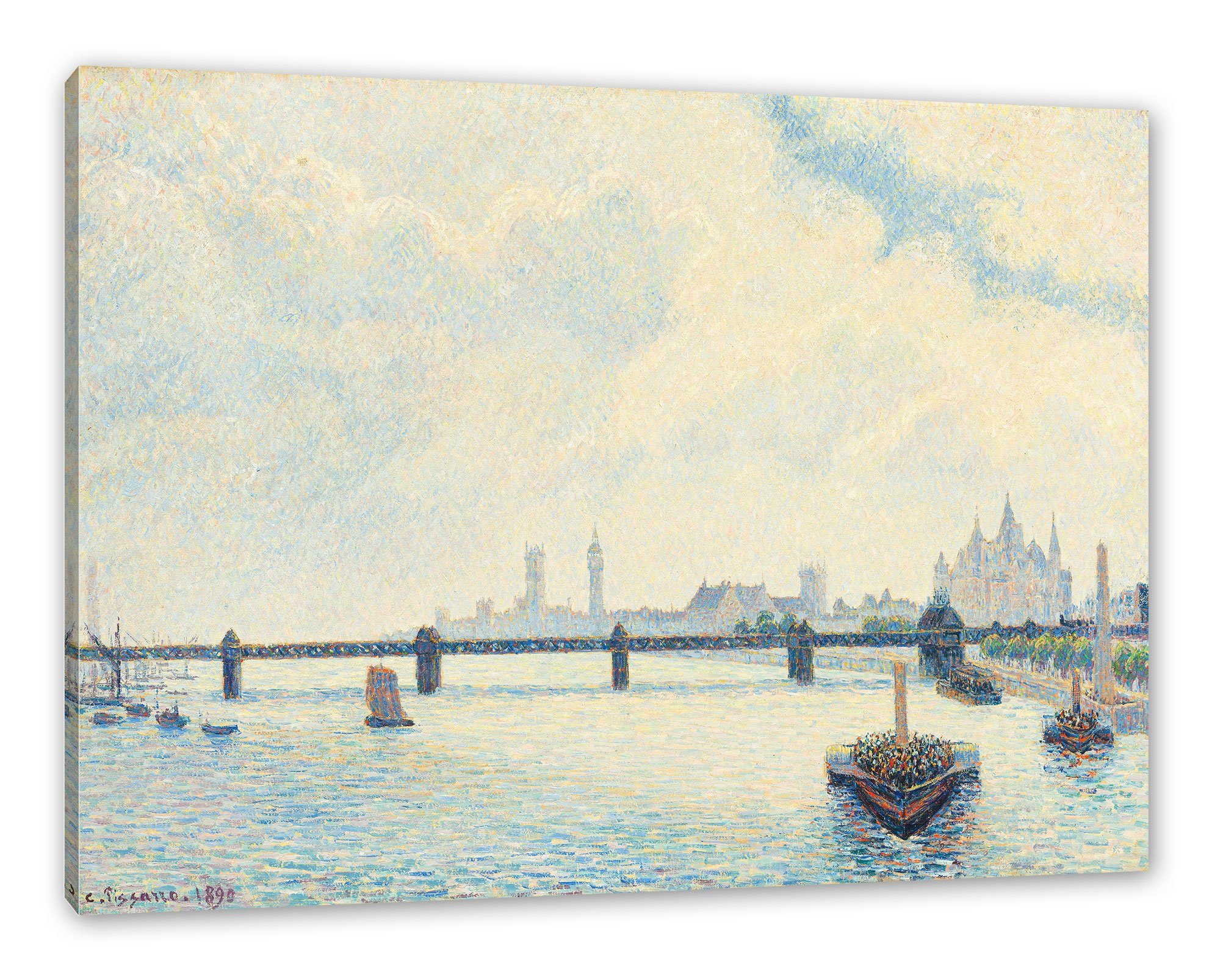 Pixxprint Leinwandbild Camille Pissarro - Charing Cross Bridge London, Camille Pissarro - Charing Cross Bridge London (1 St), Leinwandbild fertig bespannt, inkl. Zackenaufhänger
