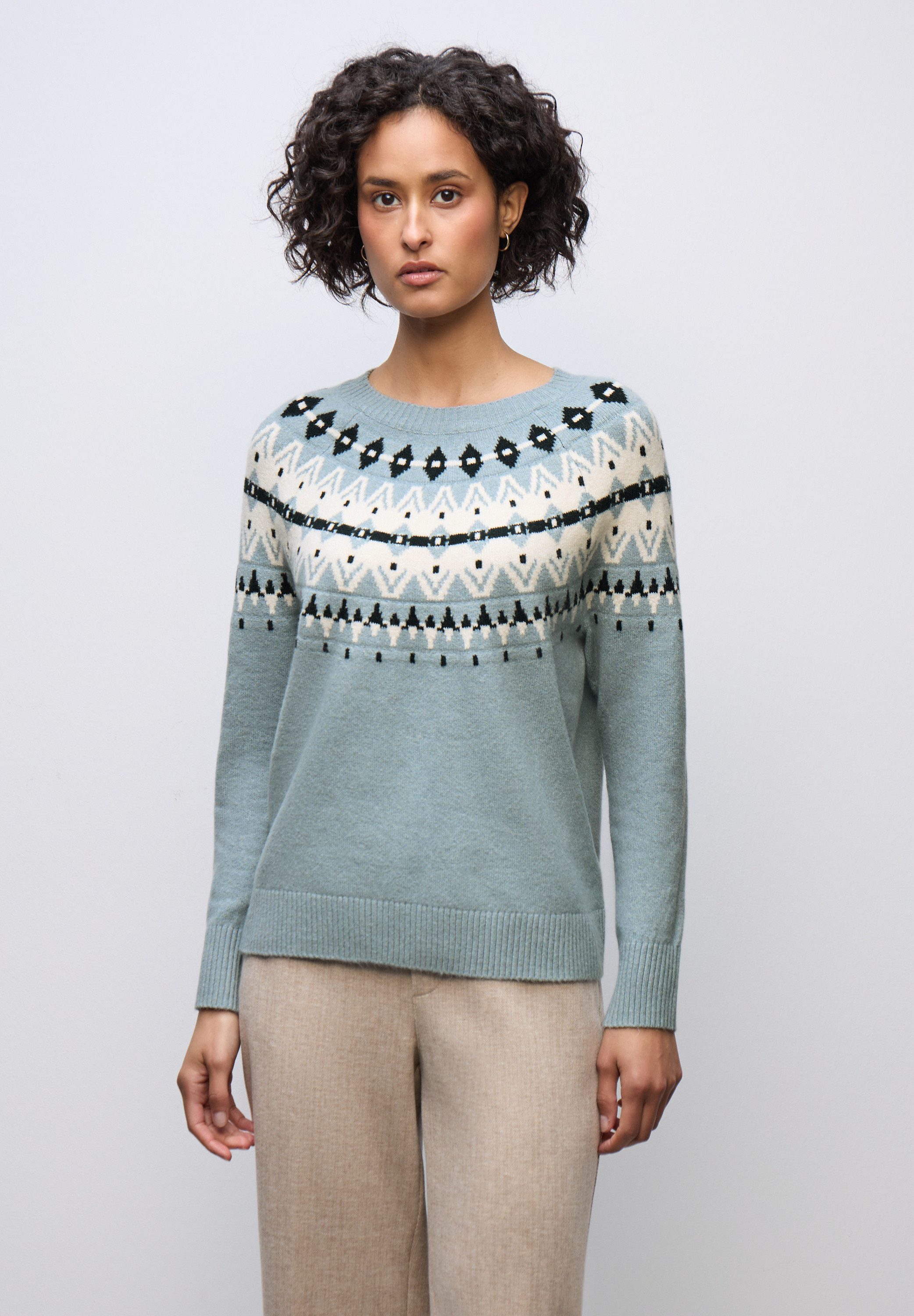 STREET ONE Rundhalspullover aus elastischem Materialmix günstig online kaufen