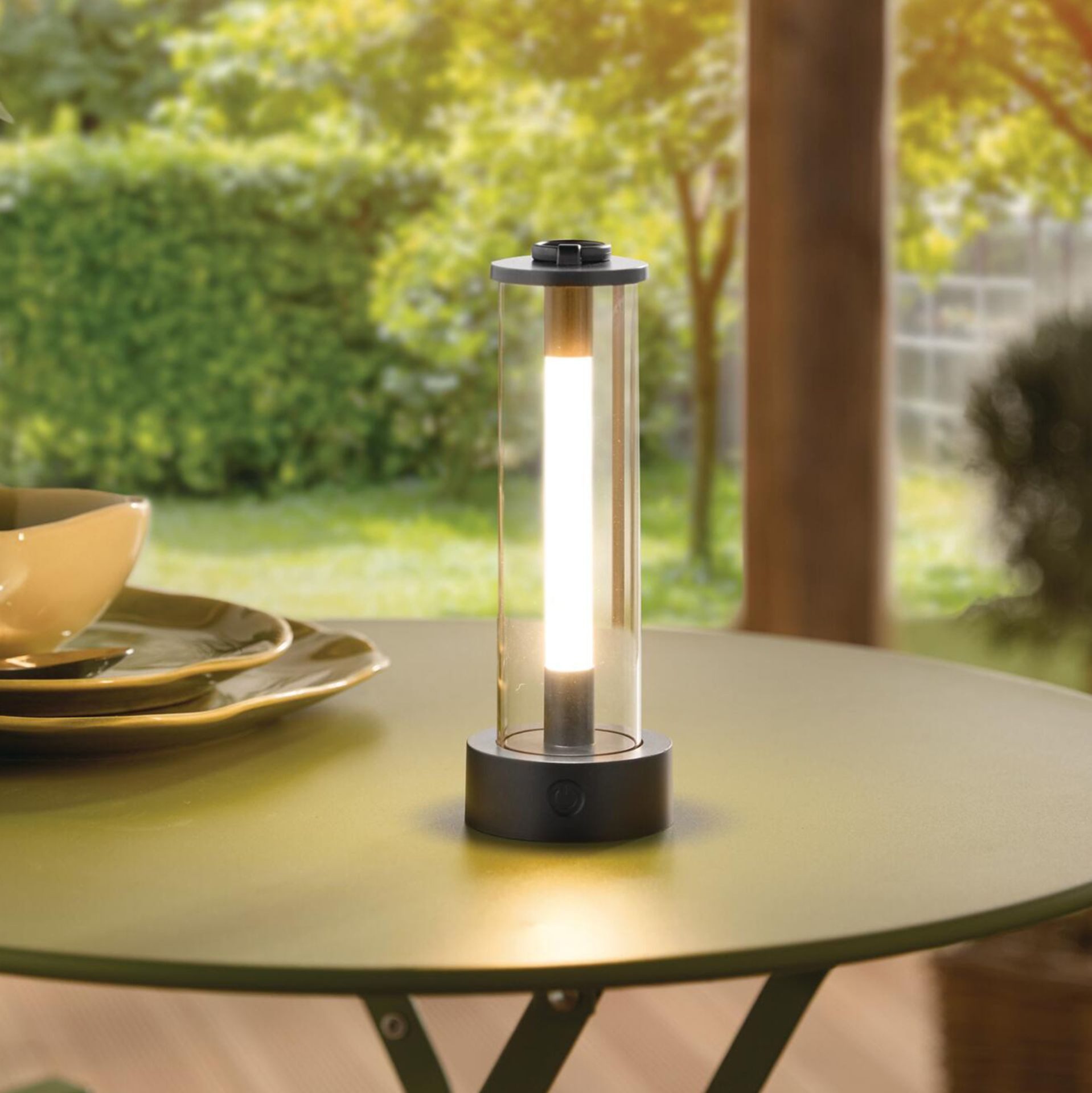 Dekoleidenschaft LED Laterne "Outdoor" Stableuchte dimmbar, 20 cm hoch, USB aufladbare Campinglampe, LED fest integriert, Gartenlampe wetterfest, Hängelampe für Draußen