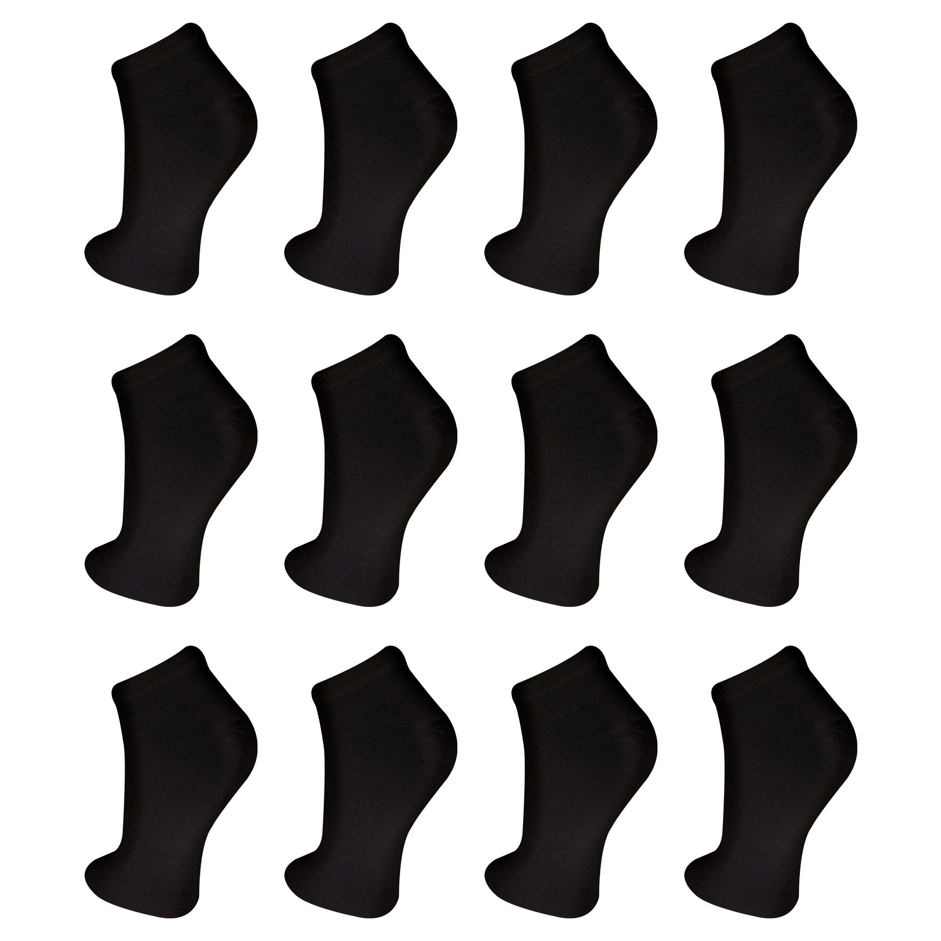 Damen Socken Weiß Schwarz 12, 12-Paar) & Sneaker Paar 36 24, Füßlinge (Packung, Robust Sport Langlebig Quarter Kurzsocken Grau Sneakersocken Baumwolle Herren TEXEMP