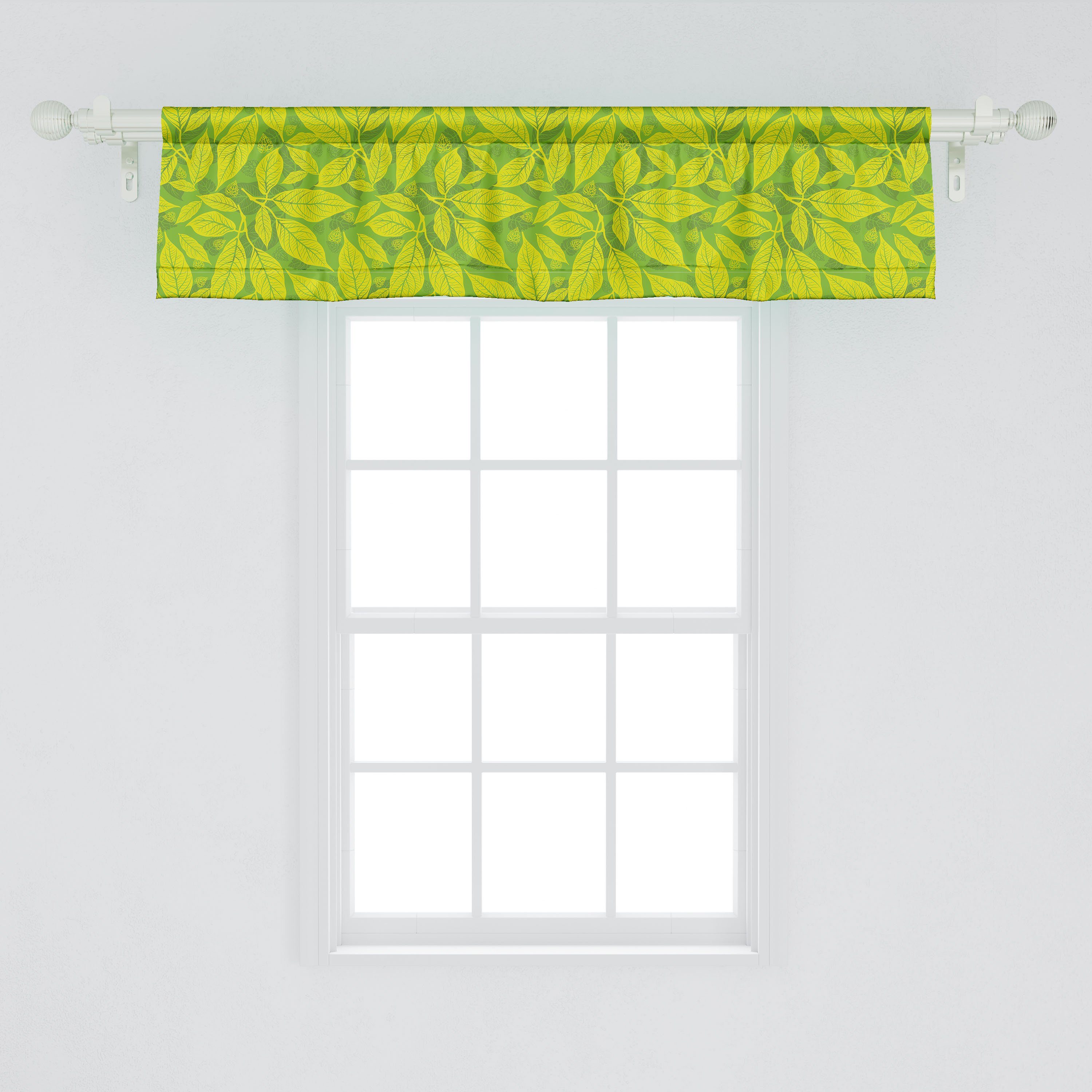 Botanisch Schlafzimmer Kunst-Blätter Küche Vorhang Abakuhaus, für Microfaser, Stangentasche, Eco Volant Scheibengardine mit Dekor Natur
