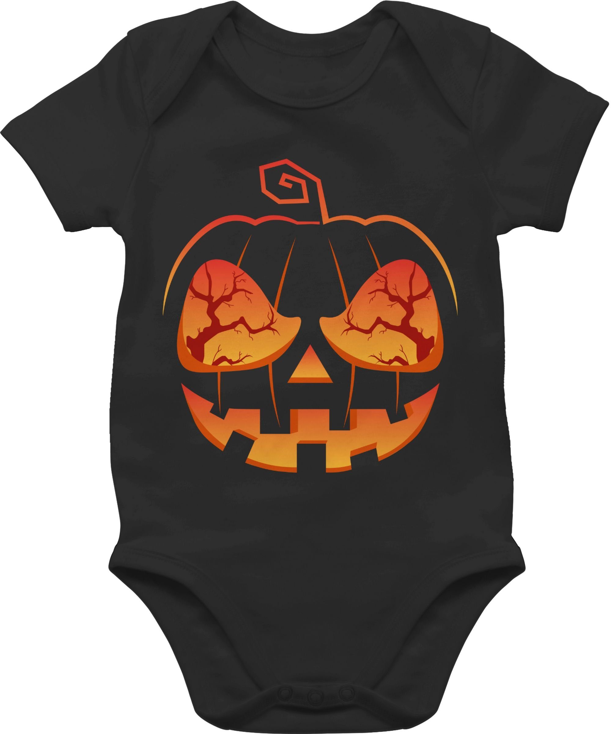 Shirtracer Shirtbody Kürbis Gesicht Kürbiskostüm Kürbis Verkleidung Halloween Kostüme für Baby 1 Schwarz