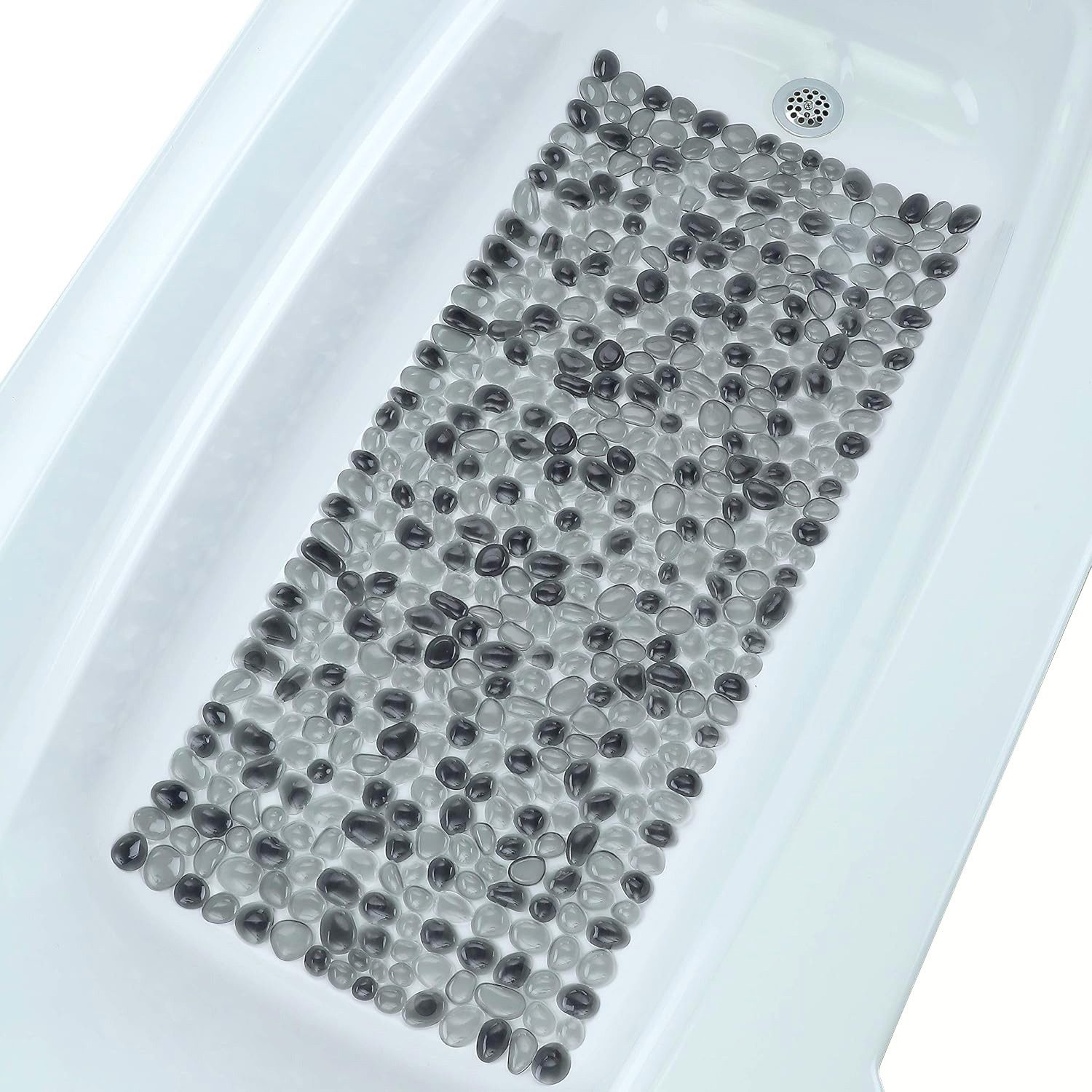 Xruiy Wanneneinlage Badewannenmatte rutschfest, 40*90cm, Fußmassagematte, Rutschfest mit 200 Saugnäpfen, Waschmaschinenfest, Dunkelgraue Kieseloptik