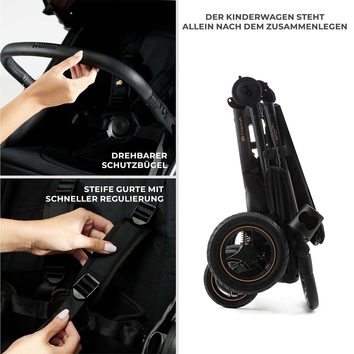 Kinderkraft Sportbuggy Kinderkraft Buggy MITZY AIR Ink Black – Bild 4 von 5