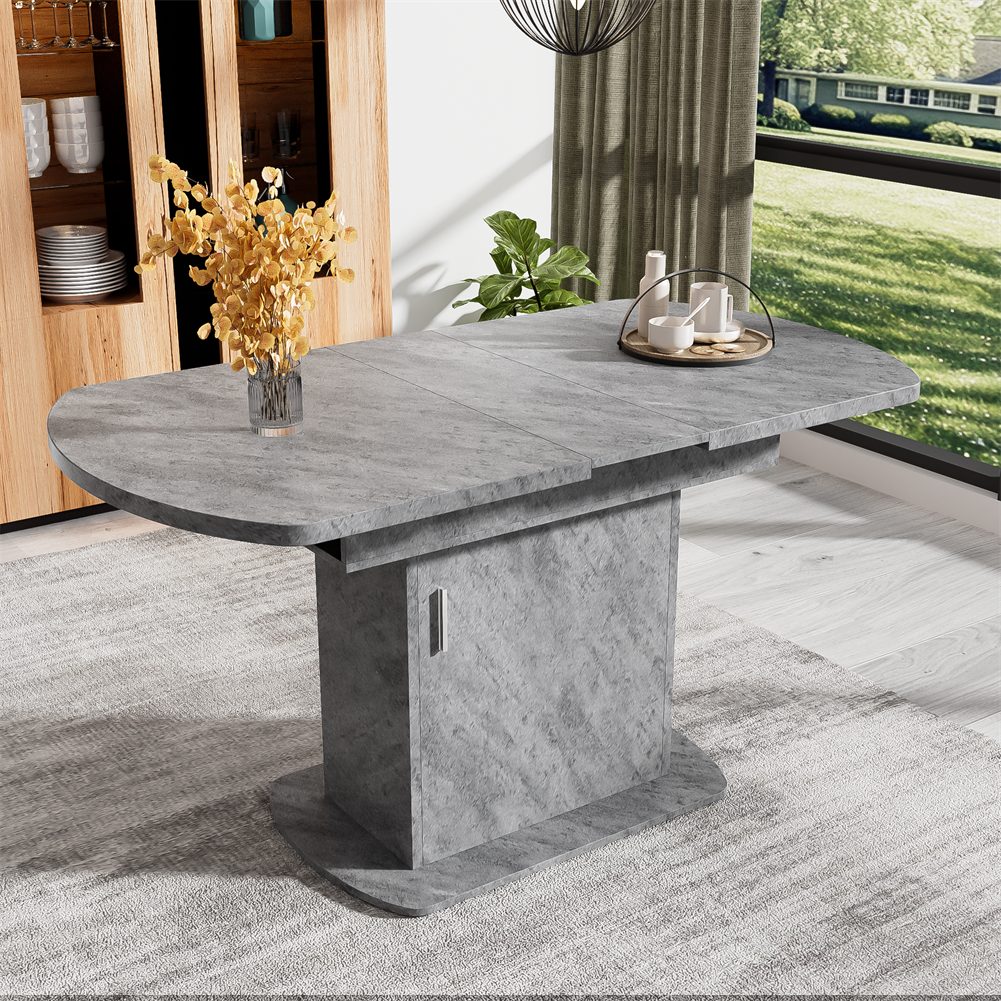 Sweiko Esstisch Ausziehbarer ovaler Esstisch mit Stauraum,  (Kaffee-Freizeittisch, moderner minimalistischer Esstisch, 2 Staufächer und 1 Aufbewahrungsschränke), L110/130*W70*H75cm