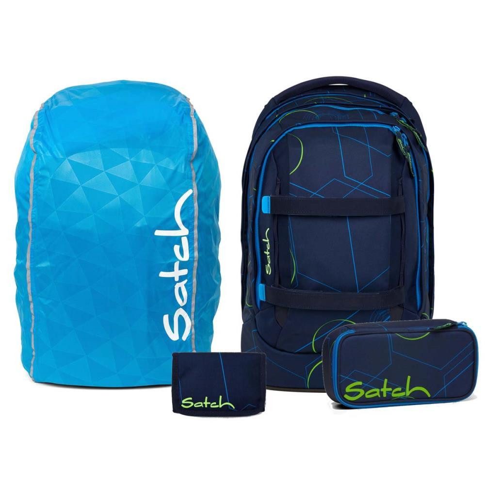 Satch Schulrucksack Pack (4tlg., inkl. Schlamperbox, Regenhülle und Geldbörse)