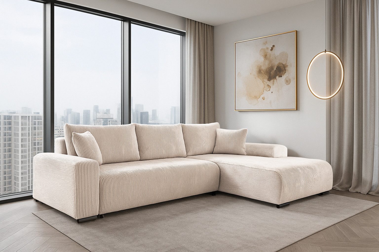 storez24 Ecksofa Soffe, mit Bettkasten und Schlaffunktion, Cordstoff, L-For günstig online kaufen