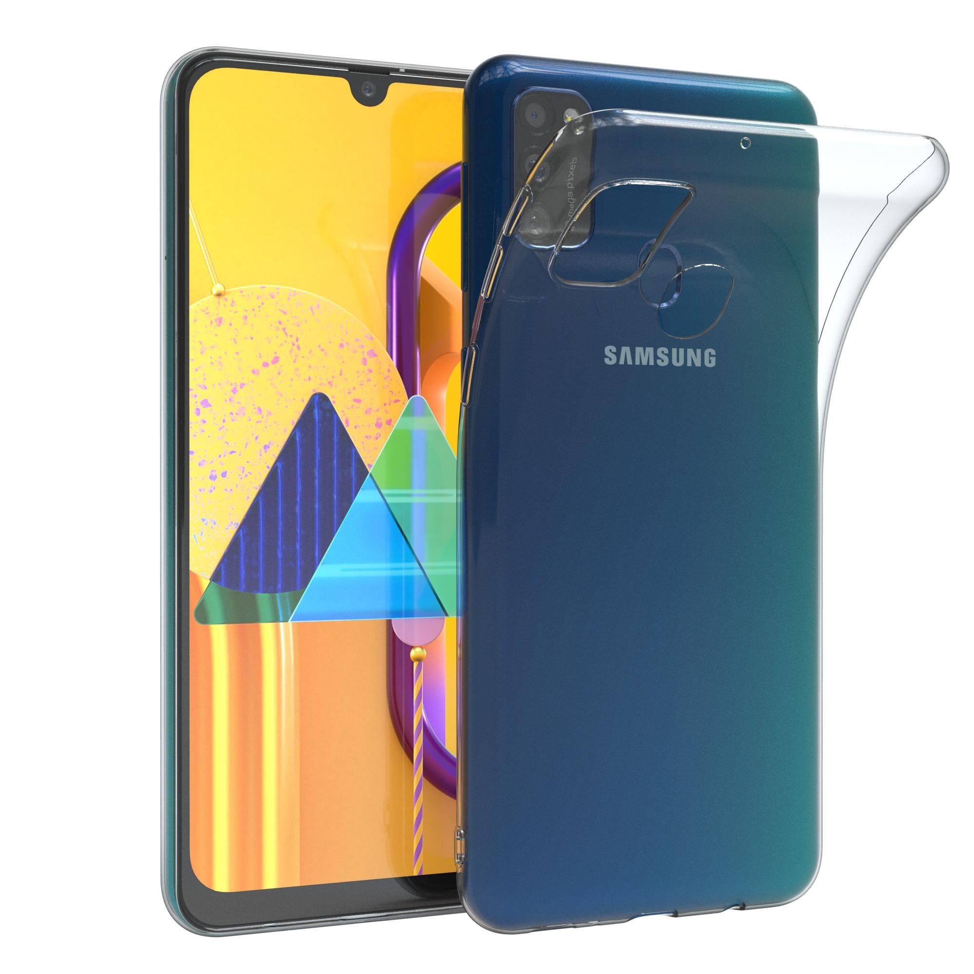 EAZY CASE Handyhülle Slimcover Clear für Samsung Galaxy M30s / M21 6,4 Zoll, durchsichtige Hülle Ultra Dünn Silikon Backcover TPU Telefonhülle Klar
