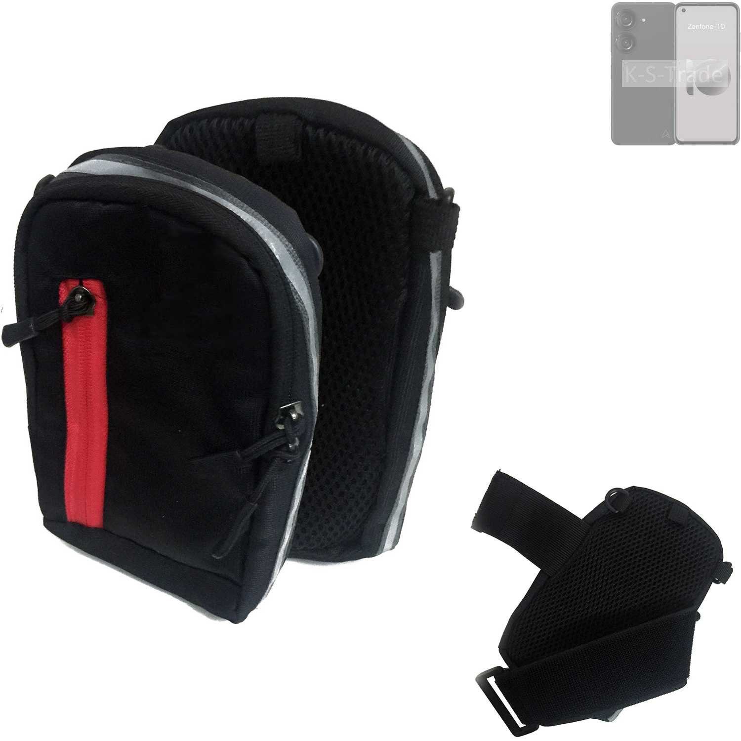 K-S-Trade Handyhülle für Asus Zenfone 10, Outdoor Gürteltasche Holster Umhängetasche schwarz Handy Tasche