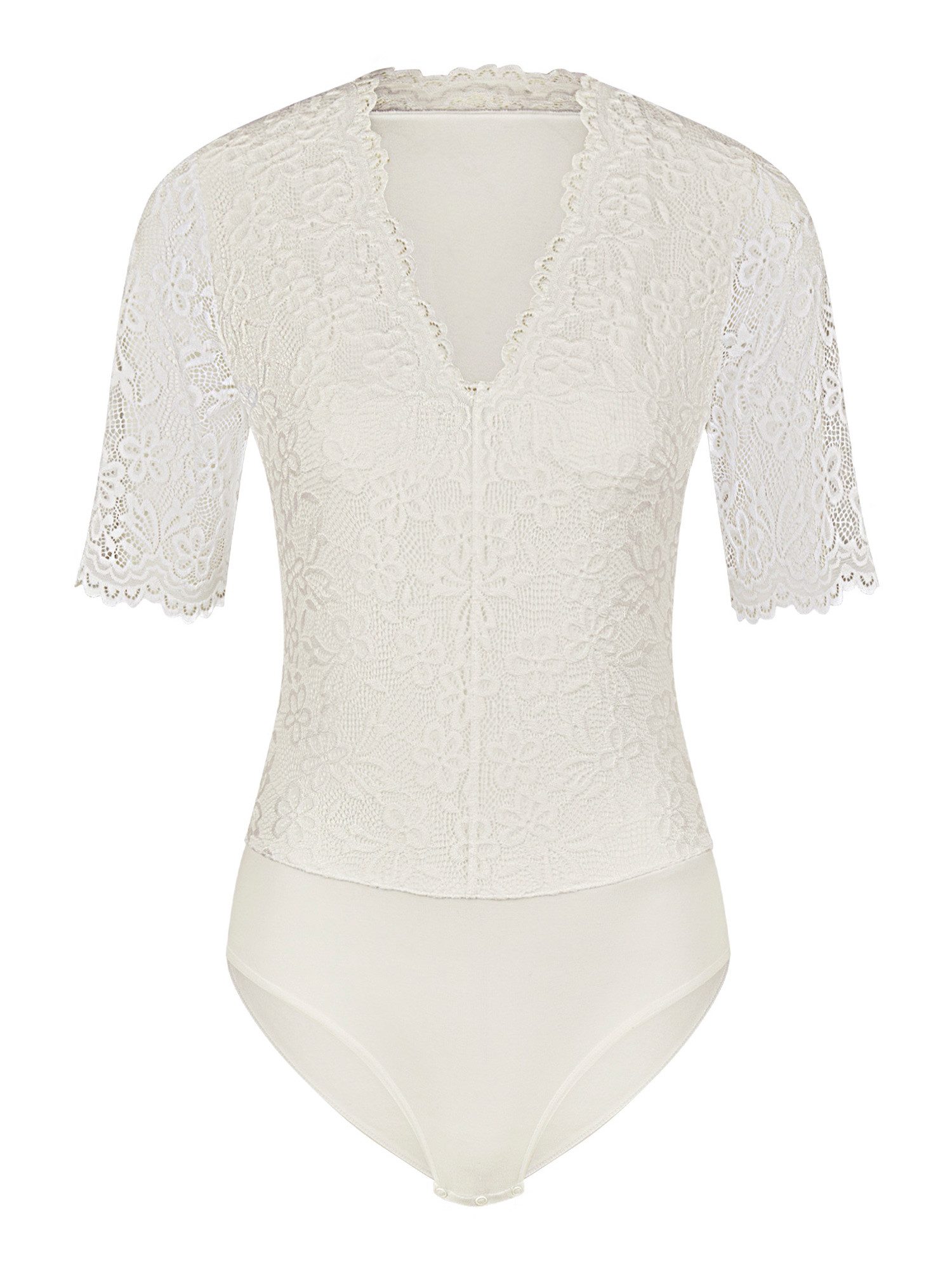 Nina Von C. Shirtbody Spitzen Body Trachtenbody Hanna (Stück, 1-tlg) leicht transparent, V-Ausschnitt