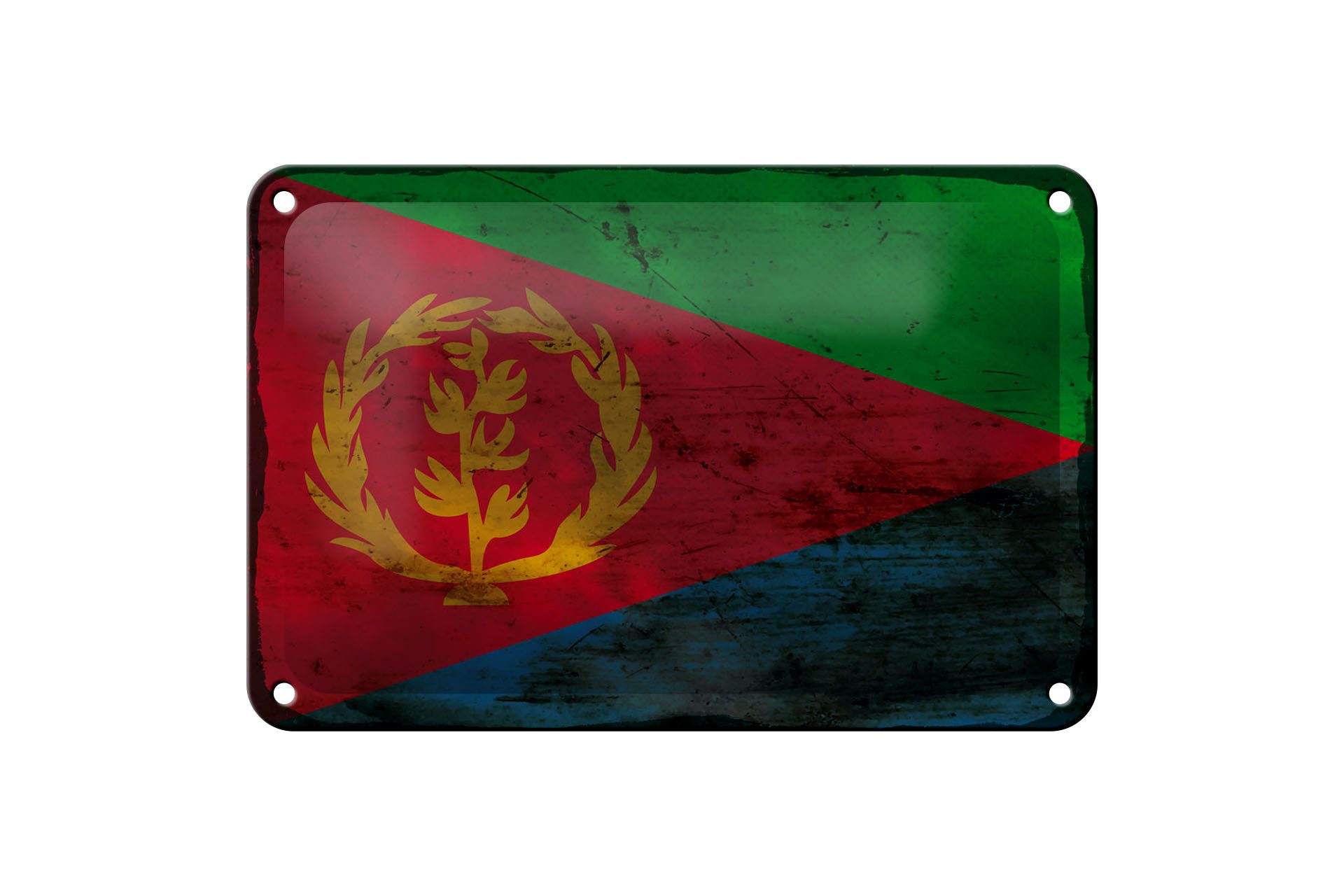 Femer GmbH Metallschild Flagge Eritrea 18x12cm Flag of Eritrea Rost, (1 St), gewölbte Oberfläche, abgerundete Ecken, umgeschlagene Kanten