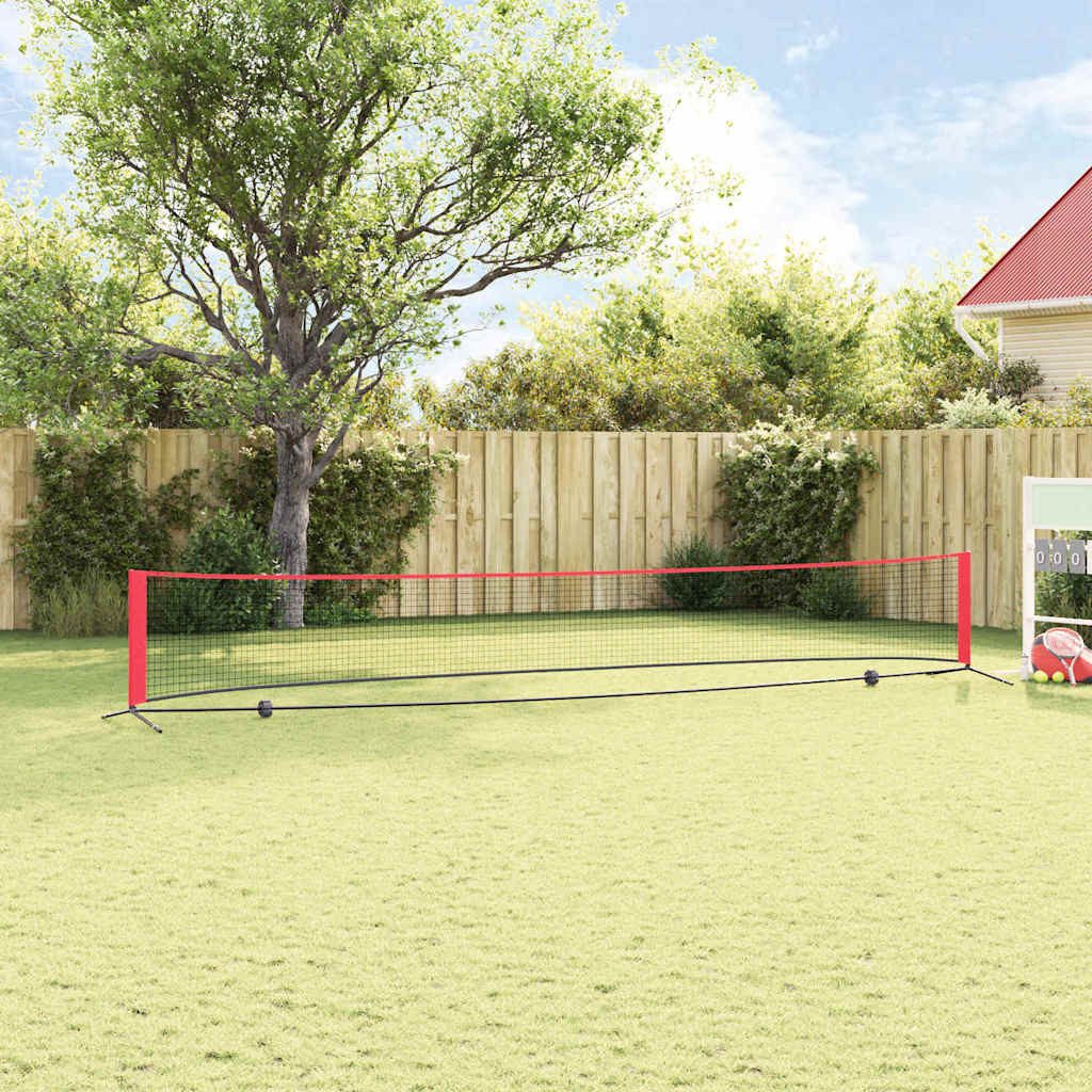 vidaXL Tennisnetz Tennisnetz Schwarz und Rot 595 x 90,5 x 87 cm Polyester (1-St)