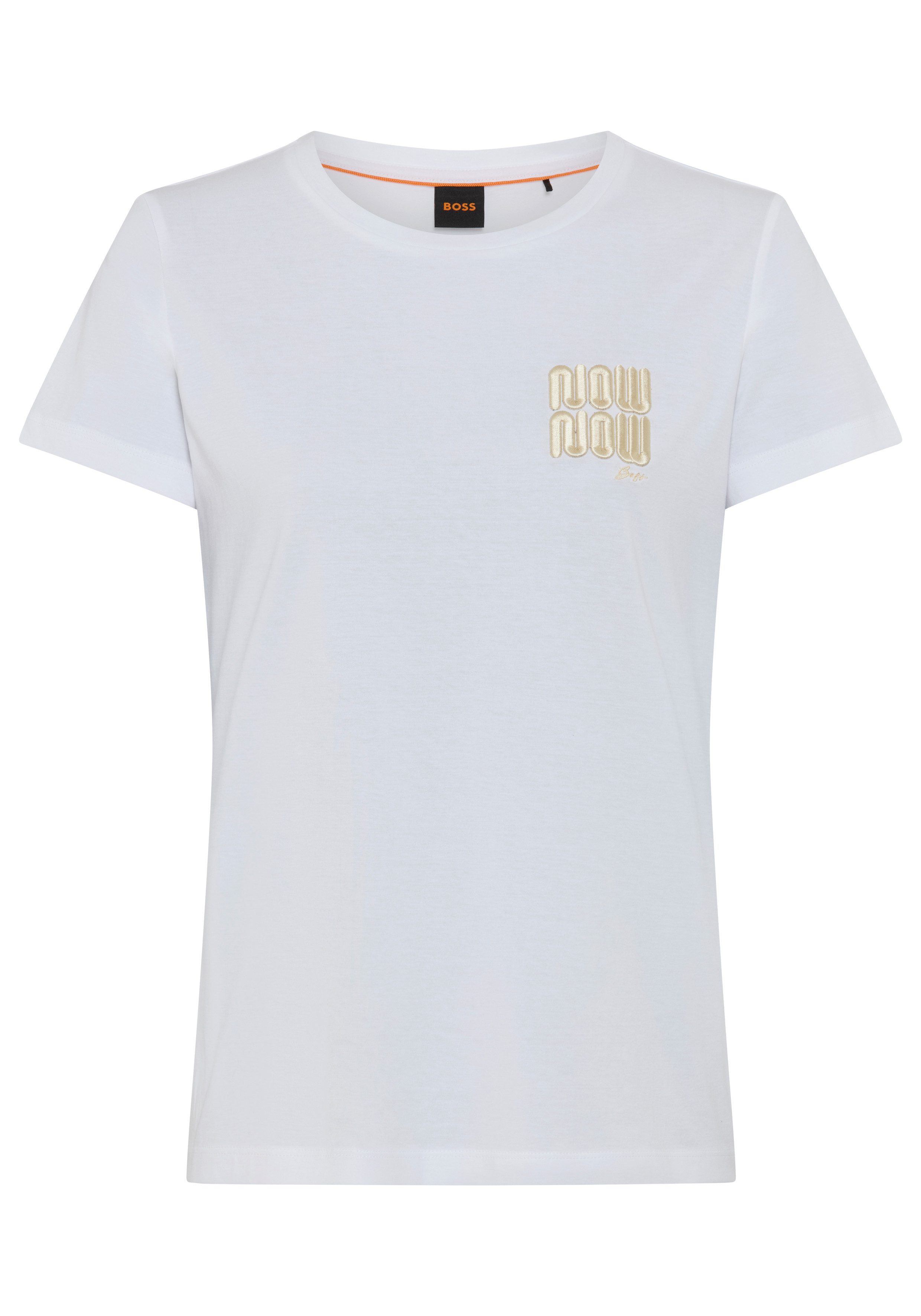 BOSS ORANGE T-Shirt Elove Premium Damenmode mit Stickerei, Slim Fit