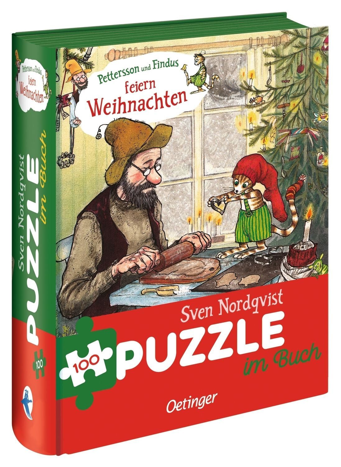Spiel Pettersson und Findus feiern Weihnachten. Puzzle im Buch. 100 Teile