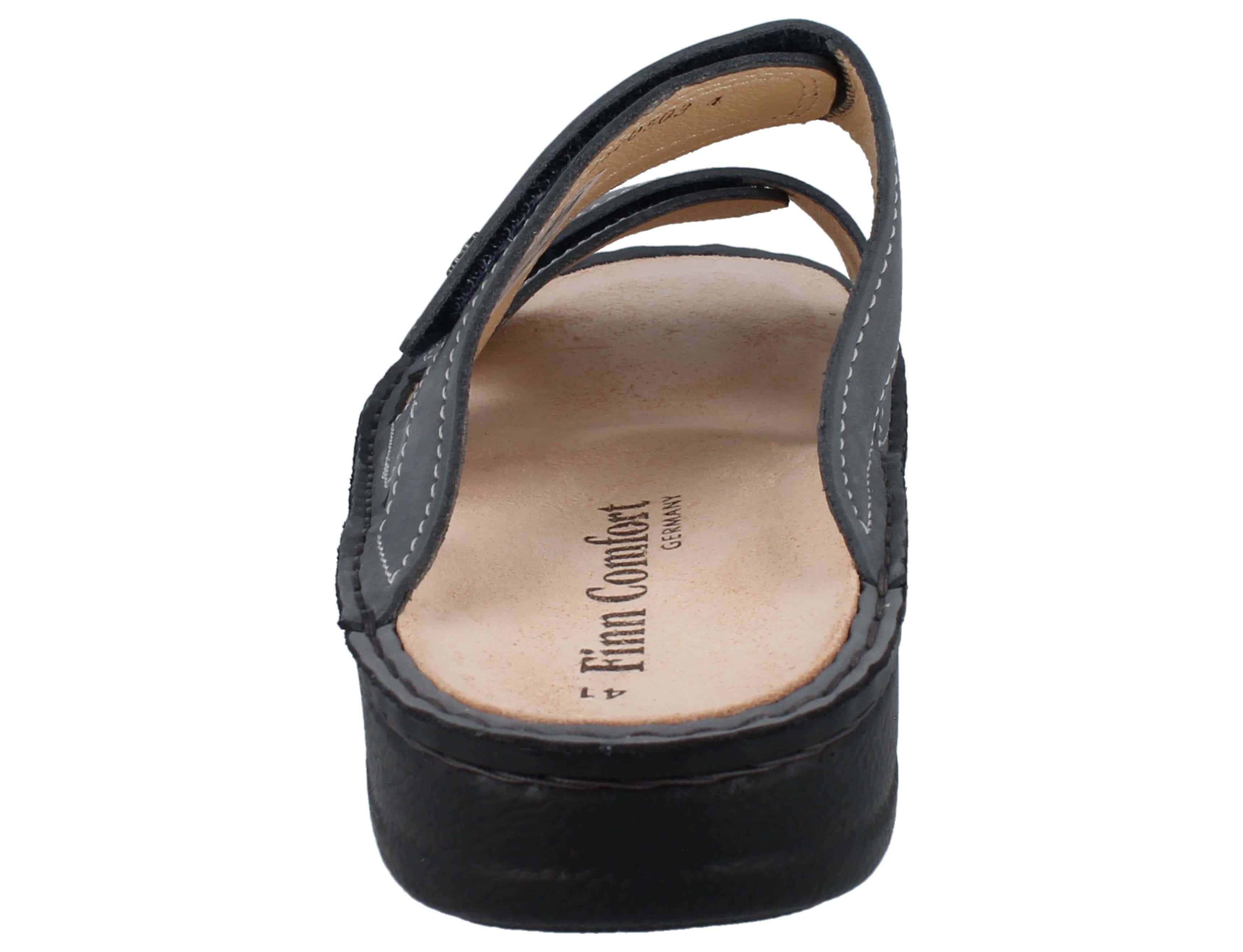 Finn Comfort FINN COMFORT Danzig Soft Herren Pantolette blau Nubukleder - Größe: Hausschuh Wechselfußbett