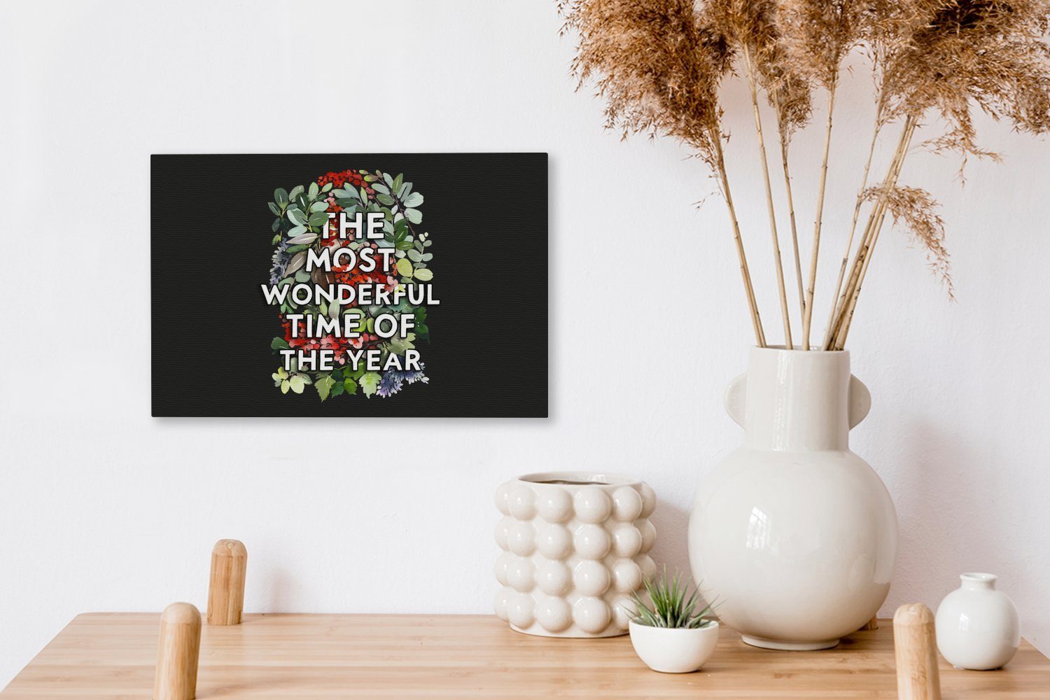 OneMillionCanvasses® Leinwandbild Pflanzen - 30x20 Wandbild cm Aufhängefertig, Blumen St), (1 Weihnachten, Zitate - Wanddeko, Leinwandbilder, 