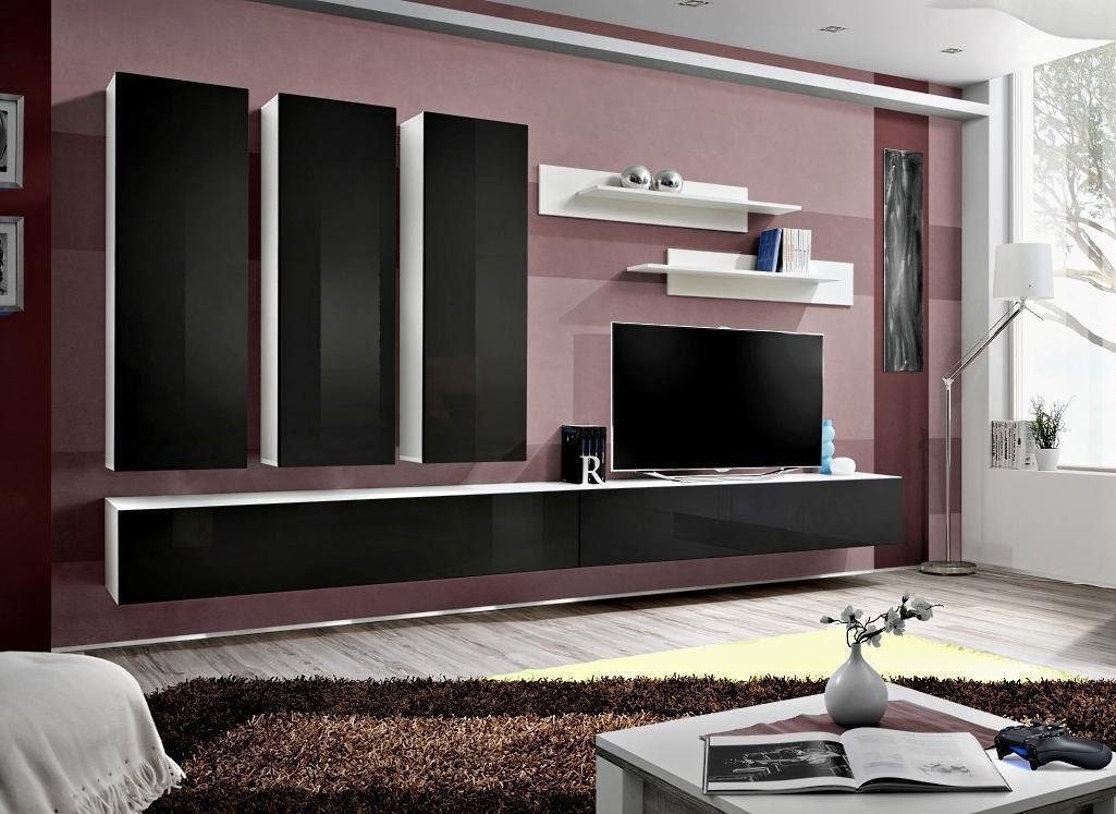 Komplett Ständer Europa (8-St., Set TV Made 2x Wandschrank + + Wohnwand JVmoebel Luxus, 3x 2x TV + Ständer Wohnzimmer tlg 8 in Wohnzimmer-Set Wohnwand 1x Wandregal),