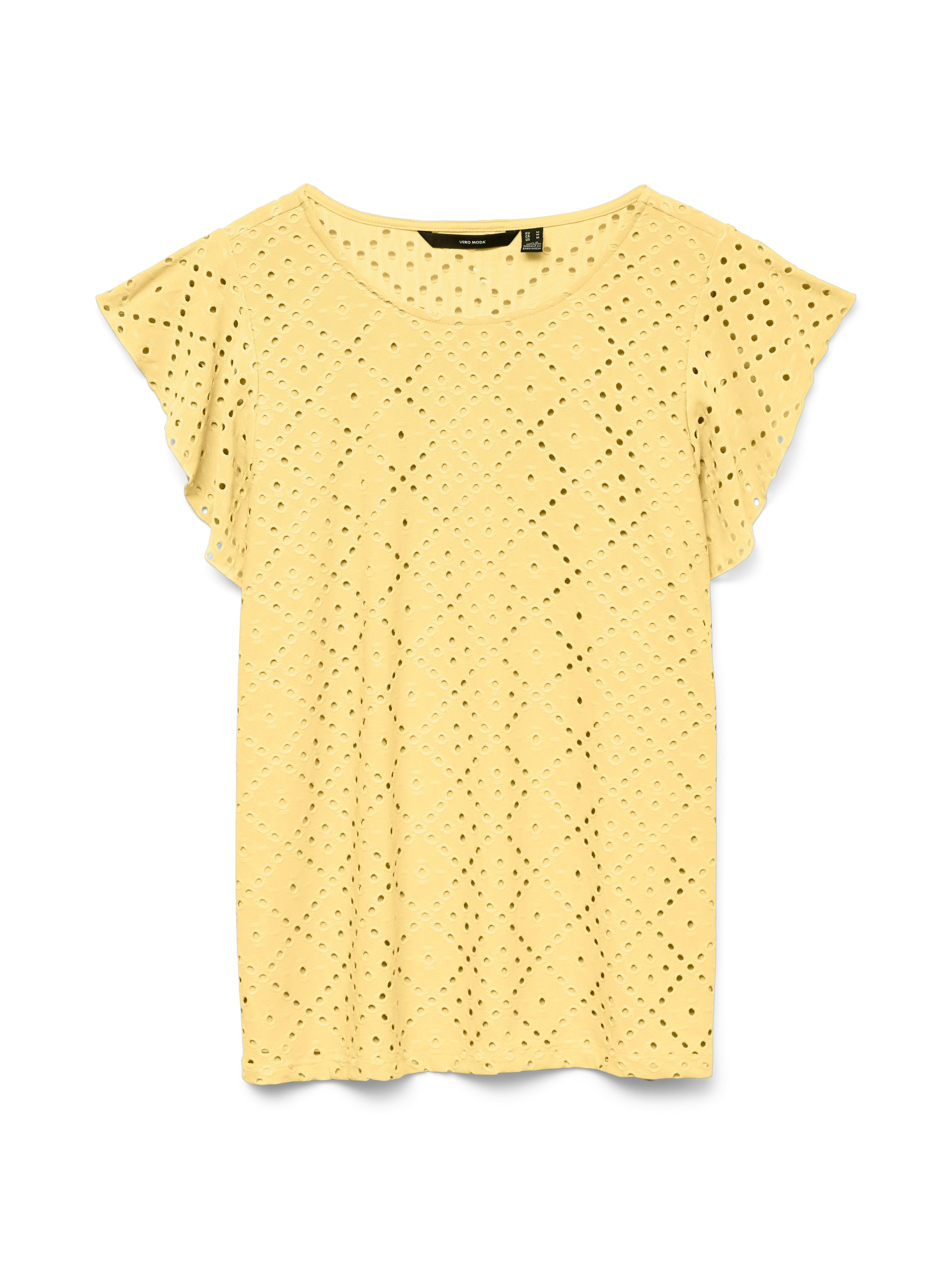 Vero Moda Rundhalsshirt VMTASSA SL FRILL TOP NOOS Materialmix, loose fit günstig online kaufen