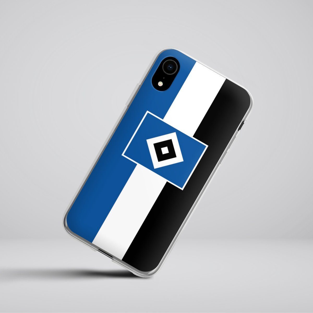DeinDesign Handyhülle HSV Streifen Hamburger SV HSV Streifen - Blau-Weiß-Schwarz, Apple iPhone Xr Silikon Hülle Bumper Case Handy Schutzhülle