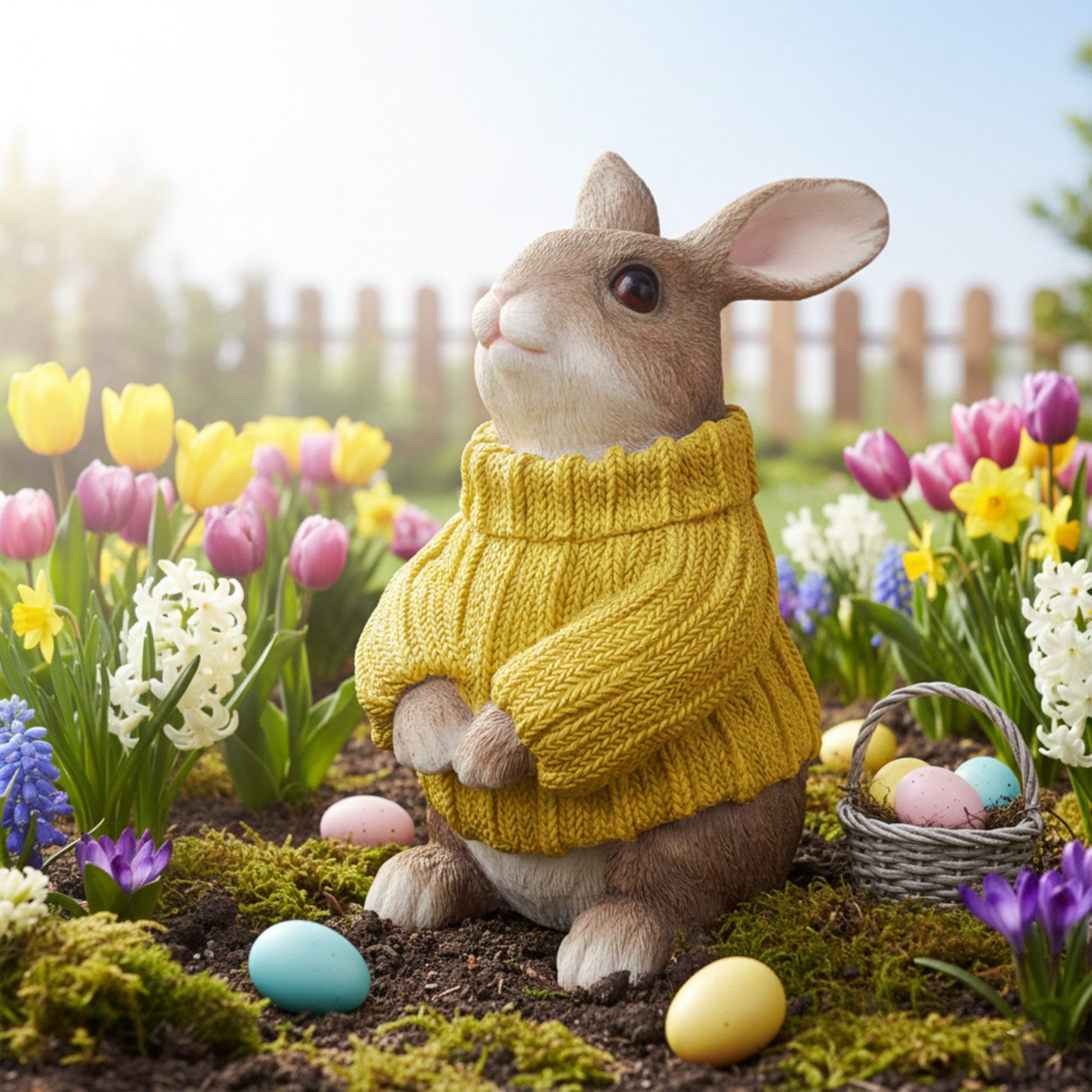 colourliving Osterfigur Deko-Hase XL im Pullover – Große Osterhasen-Figur sitzend (1 St), 6 verschiedene Farben und Varianten auswählbar