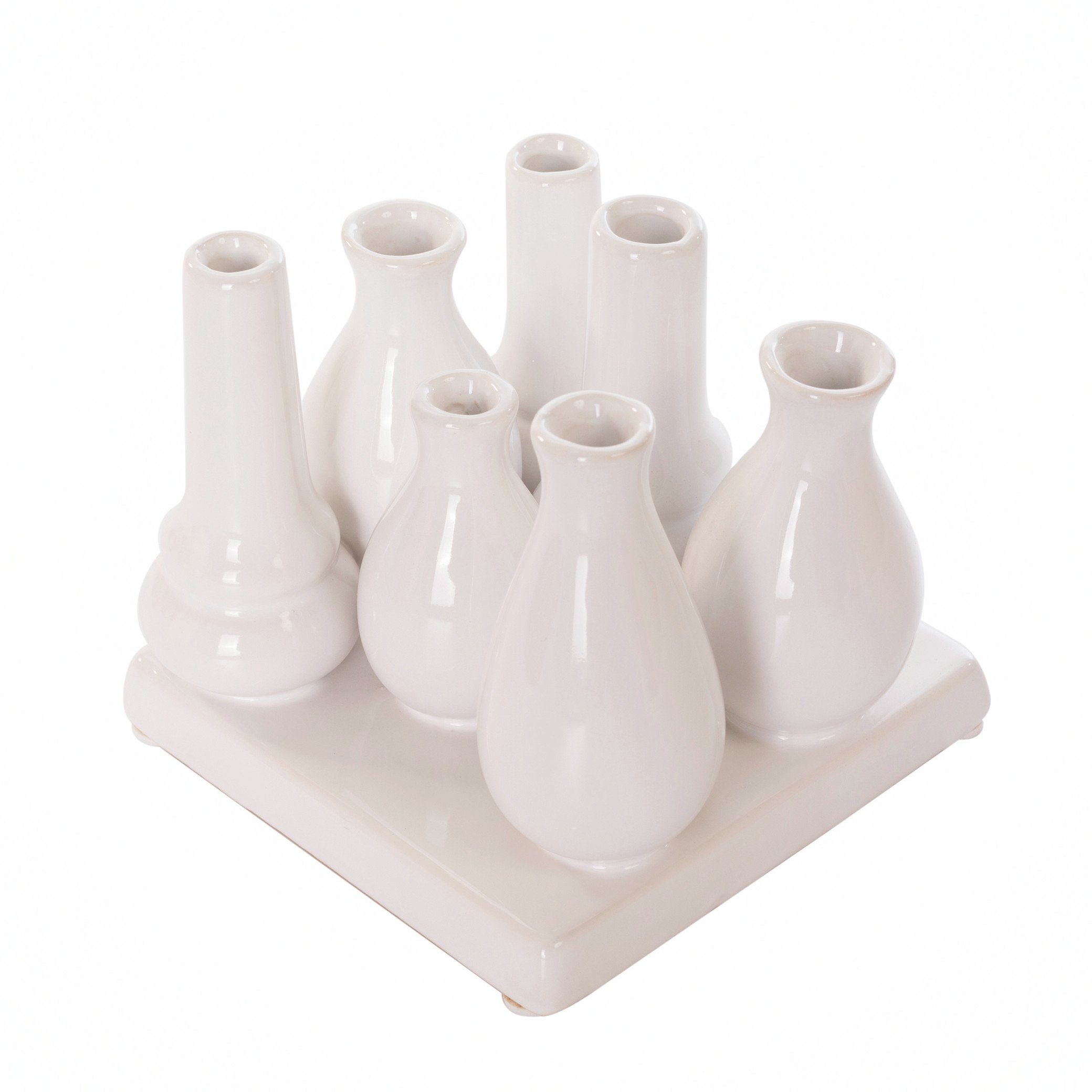 Tablett (7 Handgefertigte weiß), verbunden Vasen Jinfa Dekovase auf Blumenvasen auf Keramik kleine Set, Deko einem quadratisch,