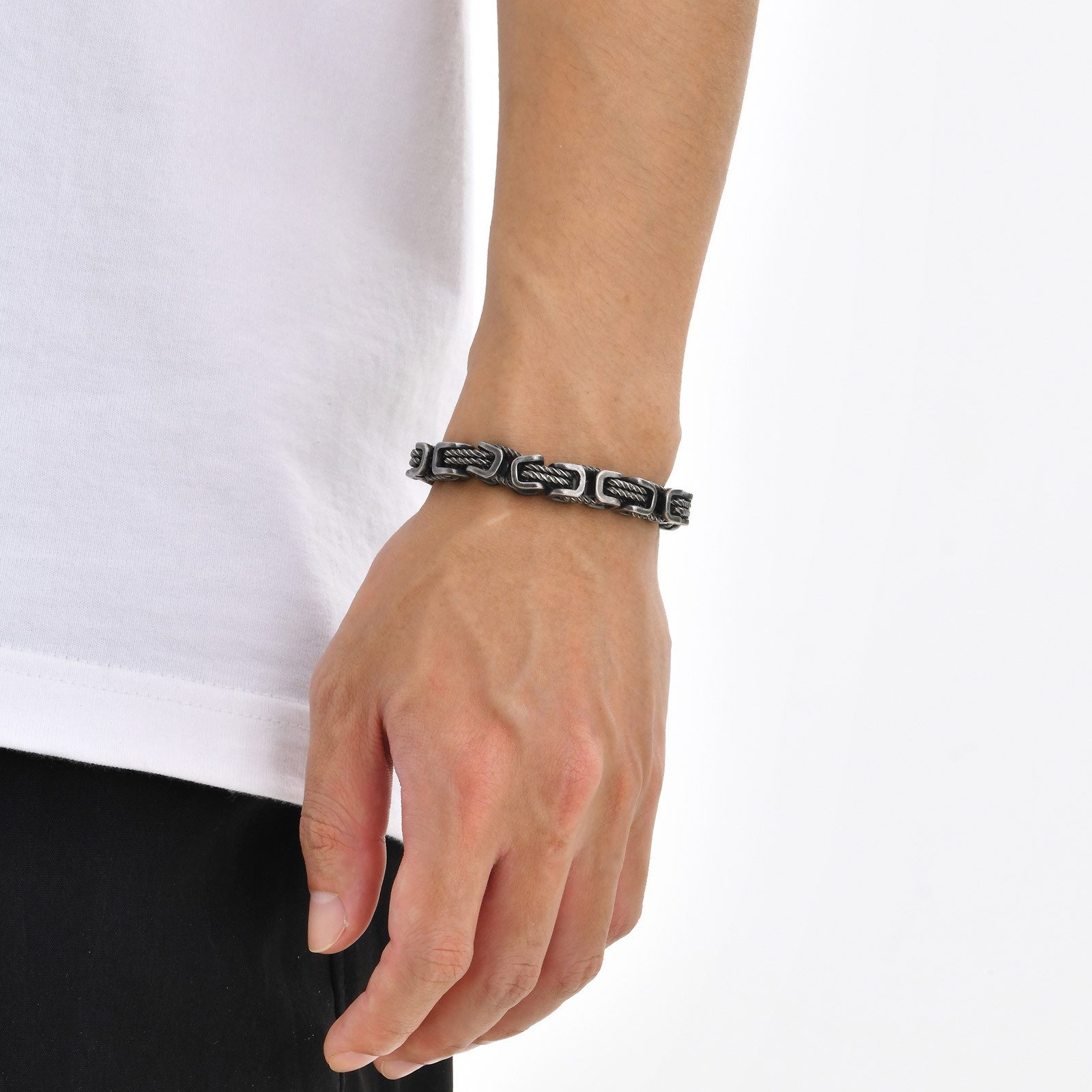 KARMA Königsarmband Herren Armband Edelstahl Altsilber Edelstahlarmband wasserfest (Geschenk für Ihn, 1-tlg., modern Schmuck für Männer), Herrenschmuck Männerarmband