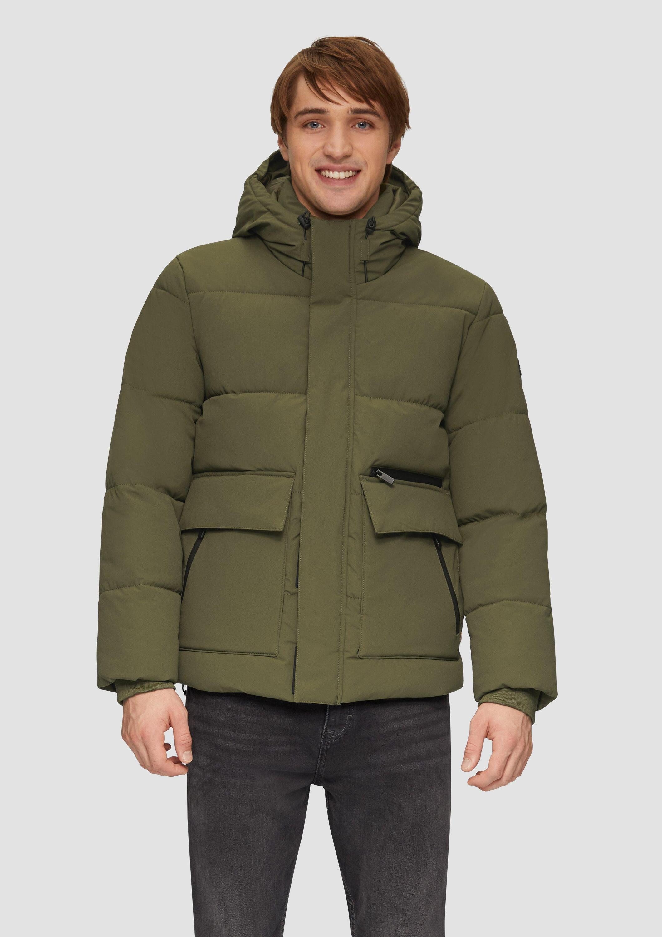 QS Winterjacke Outdoor-Jacke Gesteppte Winterjacke mit Kapuze und Innenkrag günstig online kaufen