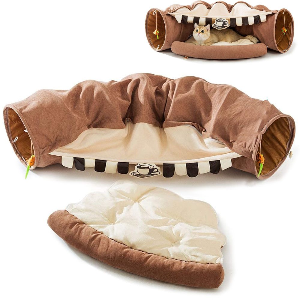 SURFOU Tierbett Katzentunnel Mit Schlafplatz, Rascheltunnel Für Katzen, kat günstig online kaufen