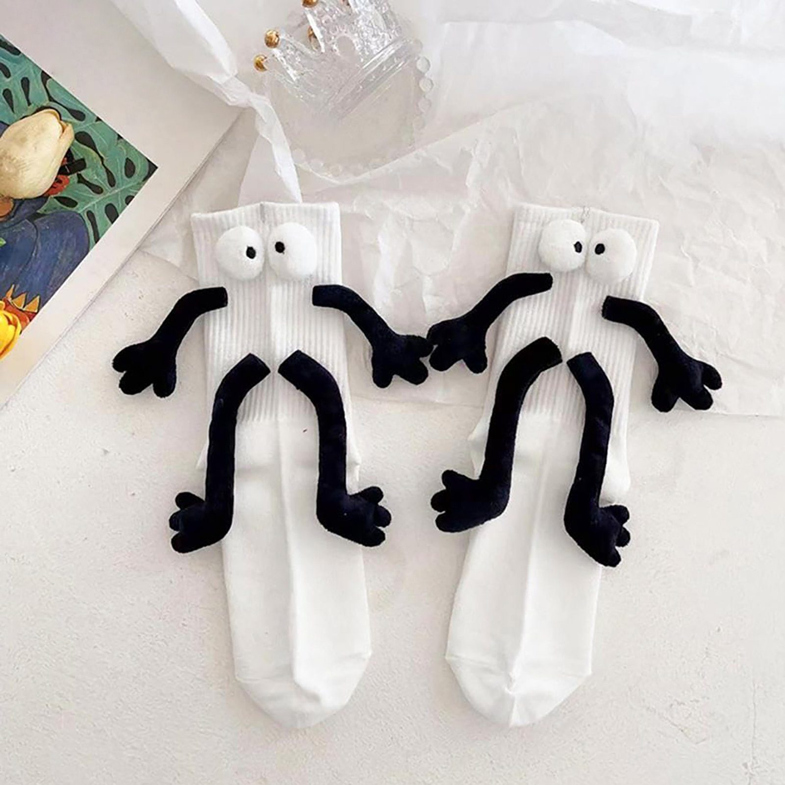 Rutaqian Socken Socken, lustige Socken 1 in Hand Weihnachtssocken,Unisex für Männer Hand für Schwarz und Paare Frauen Socken