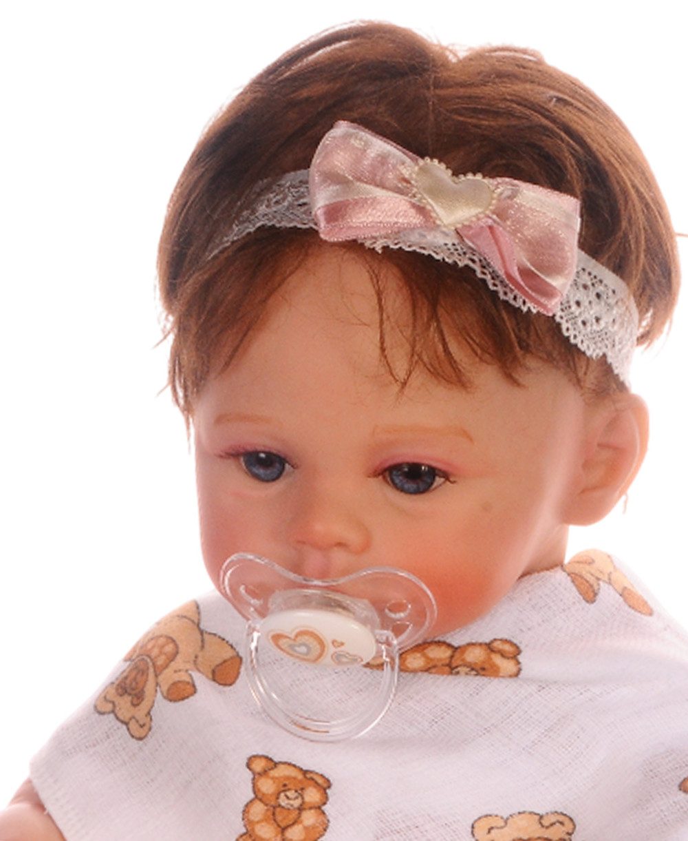 La Bortini Stirnband Baby und Kinder Kopfband in Creme mit Schleife altrosa elastisch, weich, in verschiedenen Größen 32 bis 56