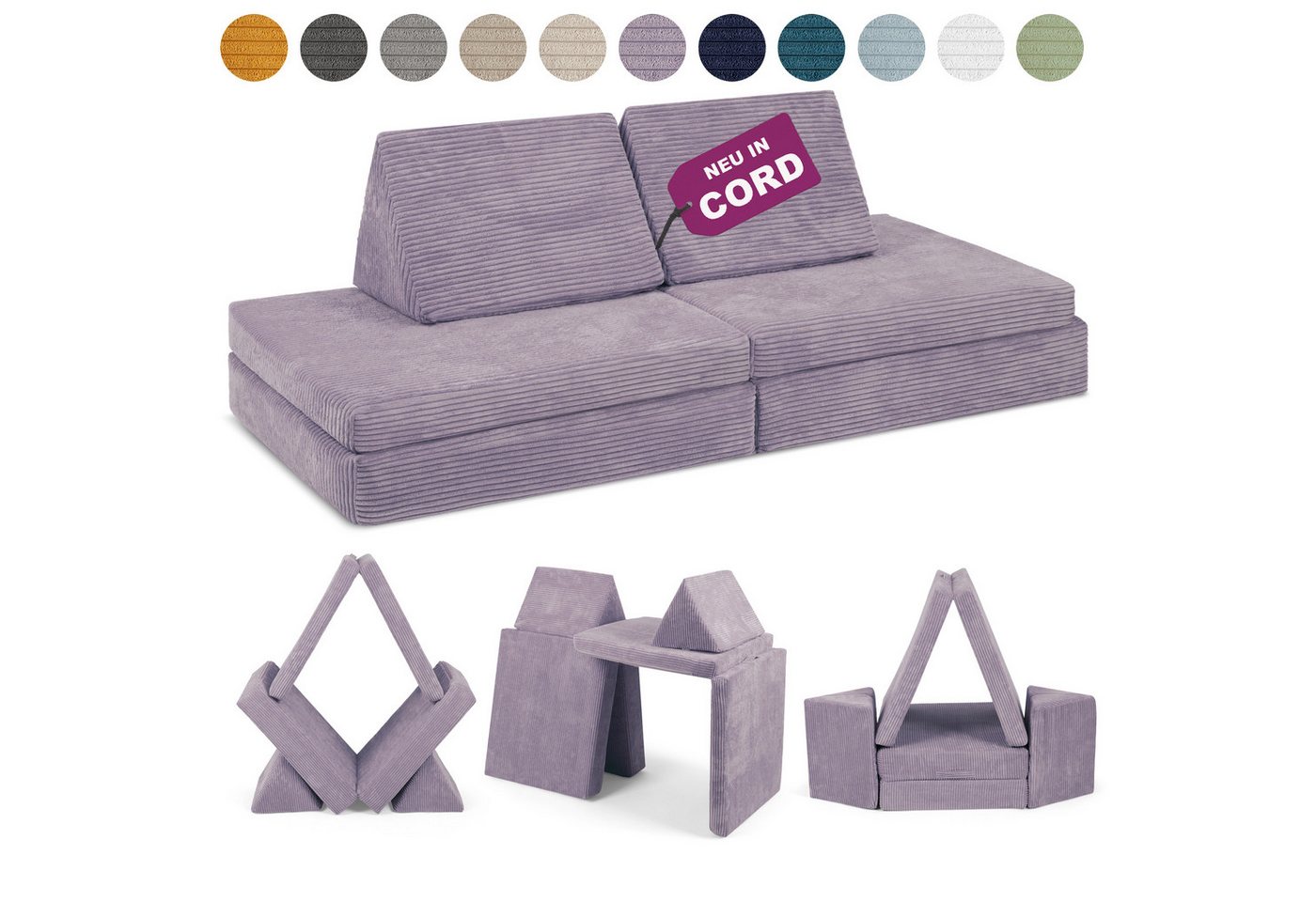 Linodino Kindersofa Spielsofa I aus Schaumstoff Bausteine I Spielcouch für Kinder, 3 Jahre Garantie