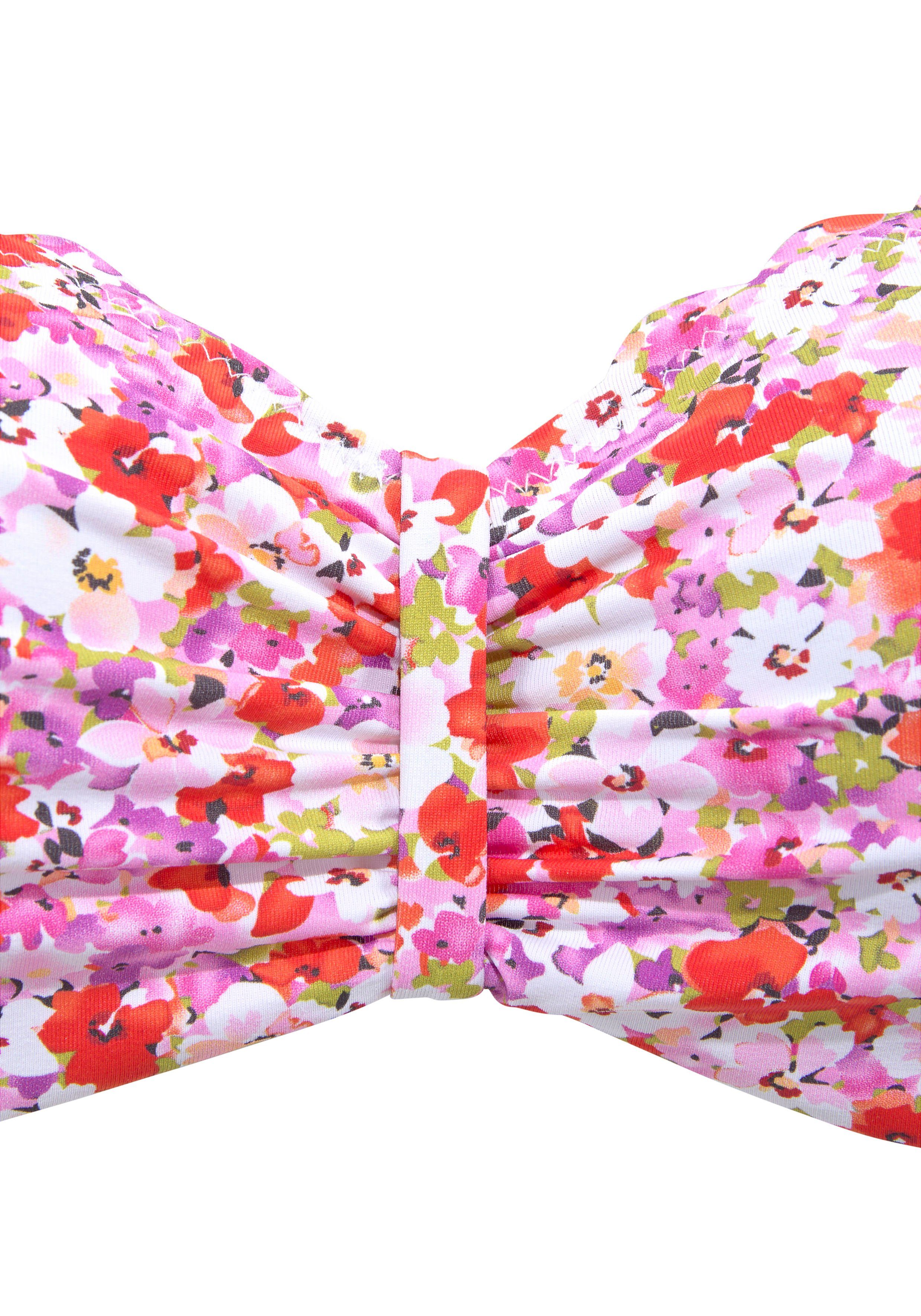 LASCANA Bügel-Bandeau-Bikini-Top Jasmin, im Blümchen-Druck