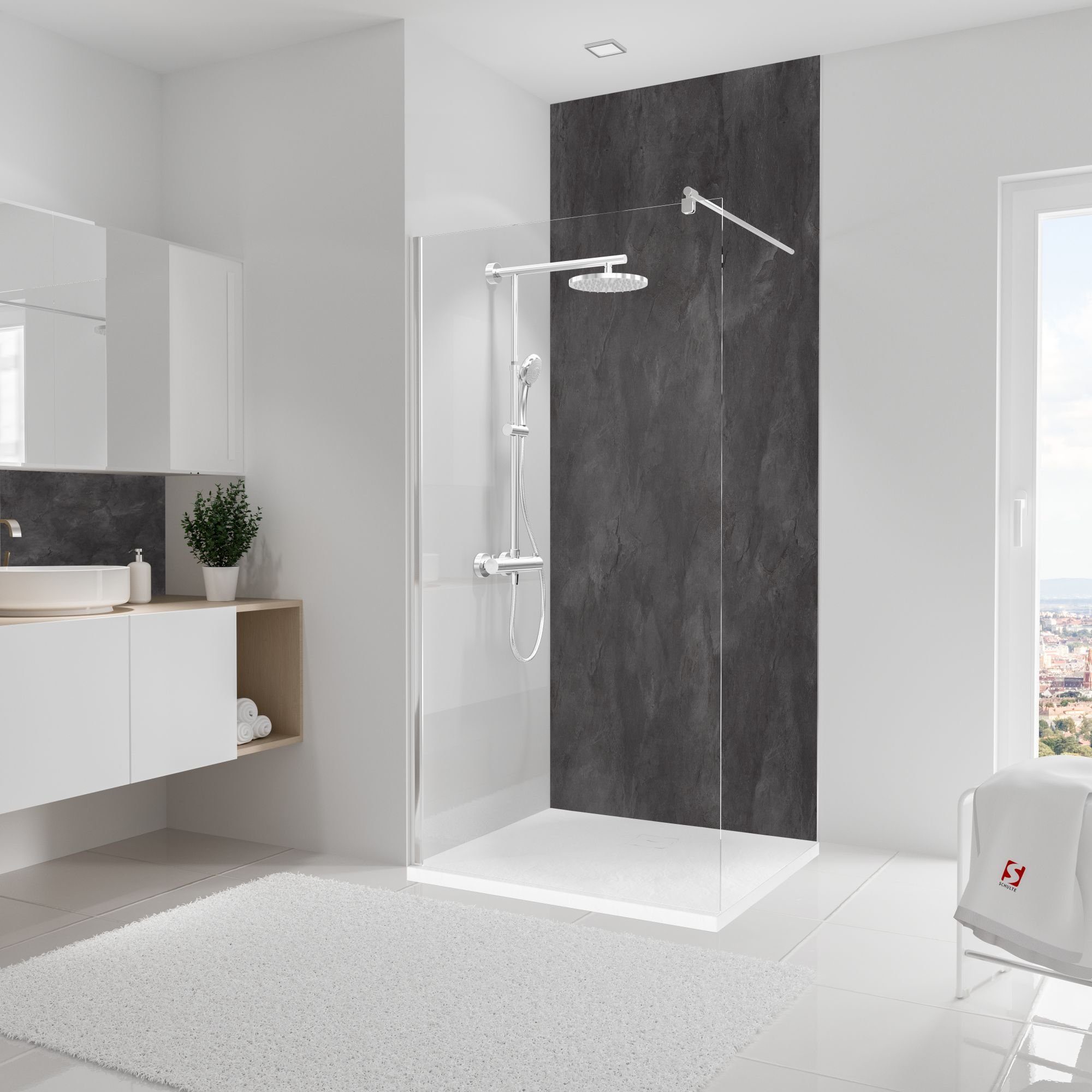 Schulte Badrückwand DecoDesign Stein Schiefer, (1-tlg), 100x255 cm Duschrückwand Wandverkleidung fugenloser Fliesenersatz