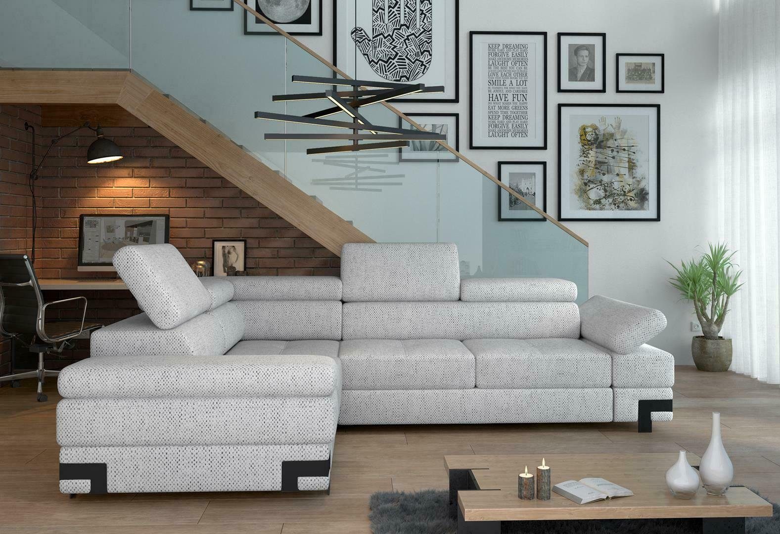 JVmoebel Ecksofa, Ecksofa L-Form Couch Wohnlandschaft Garnitur Design Modern