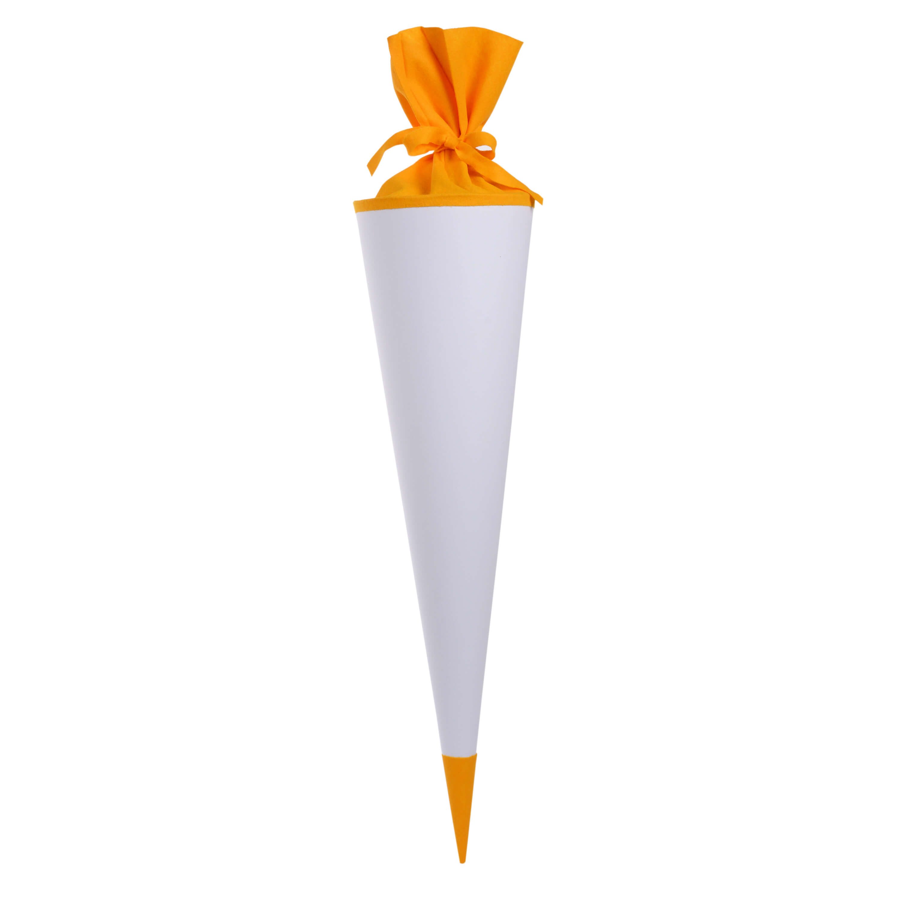 Goldbuch Schultüte Goldbuch Bastelschultüte weiß, gelber Filzverschluss - 70cm, Verschluss Filz