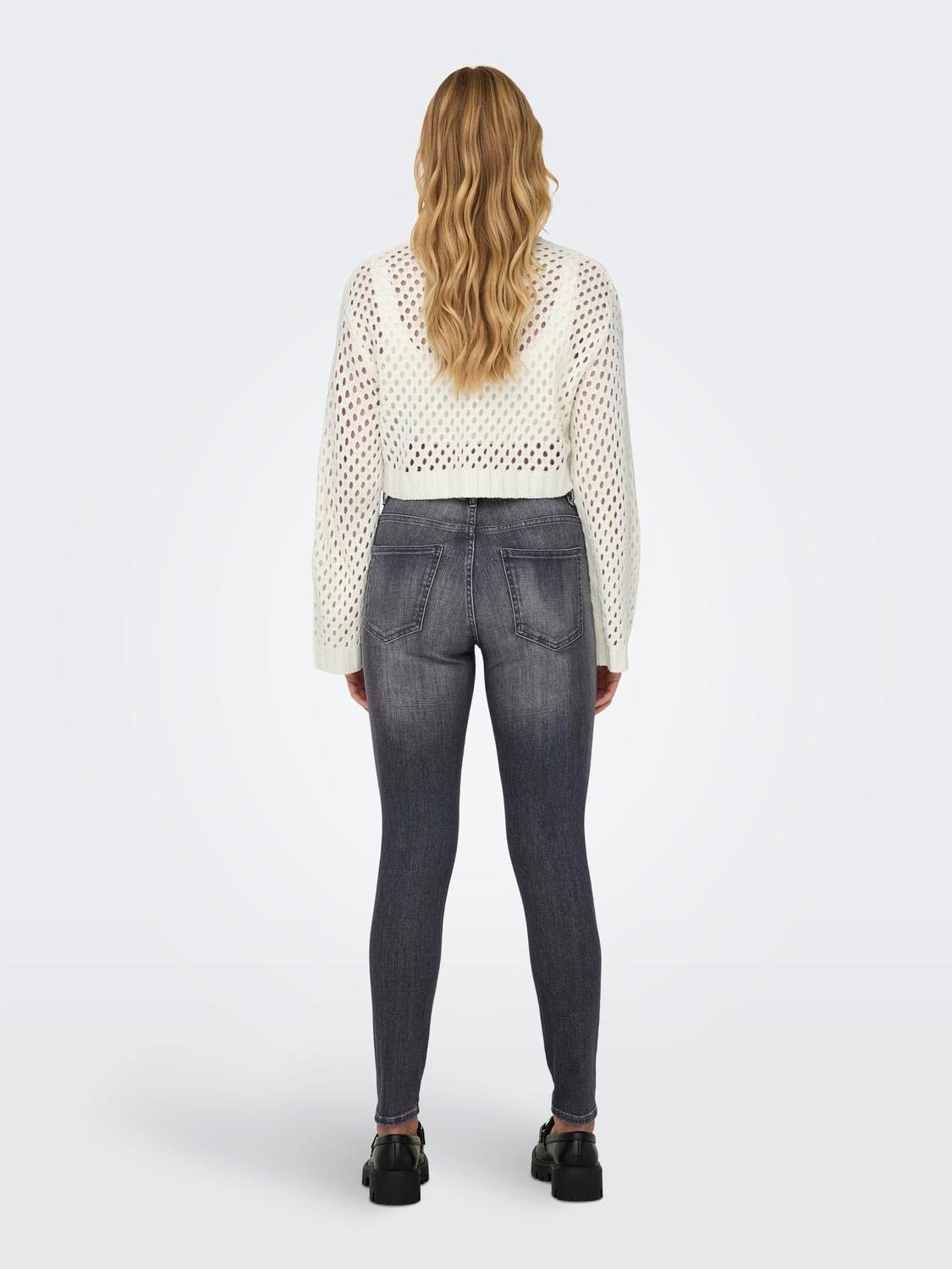 Strickpullover Weiß Sweater Grobstrick OnlSmilla ONLY Crop - Short Damen Only Strick-Pullover