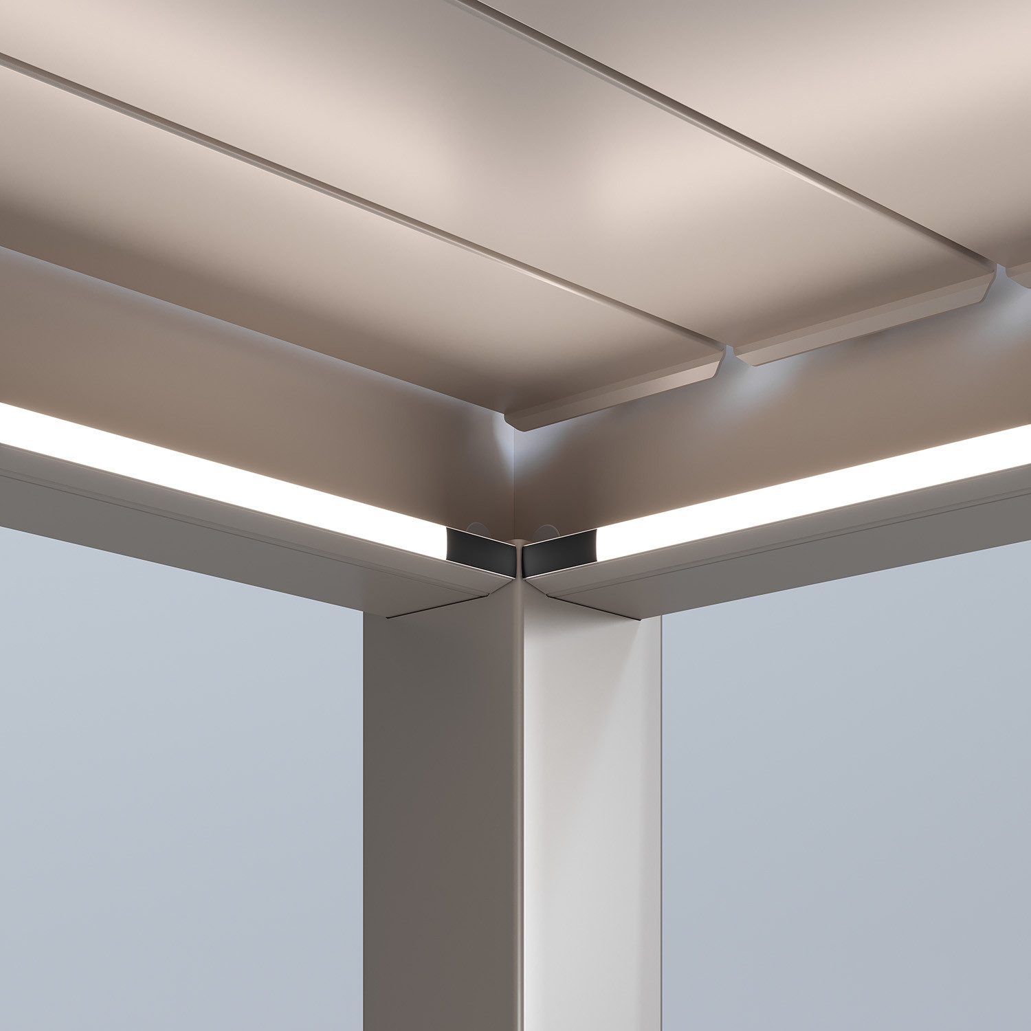 Weide Pergola LED Beleuchtung Kit für freistehende Pergola Außenbereich Ivory Sand, BxTxH: 300x300x1 cm, (Hochwertigstes Aluminium & verzinkte Stahl-Lamellen, Komplettset)