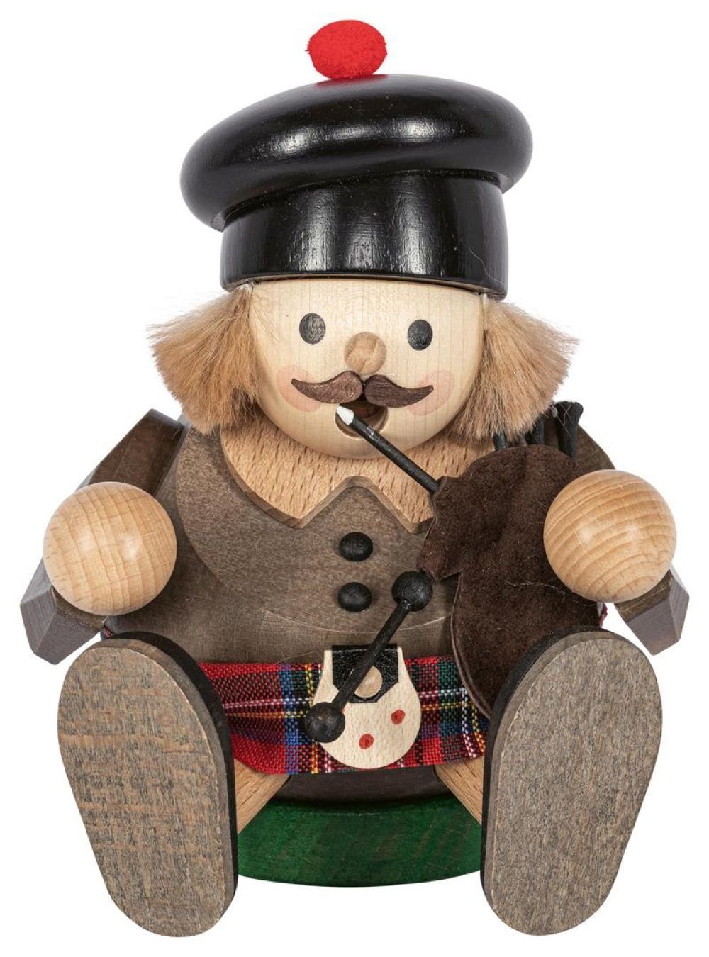 Richard Glaesser Räuchermännchen Schotte sitzend, Höhe 15cm, Handwerkskunst original Erzgebirge