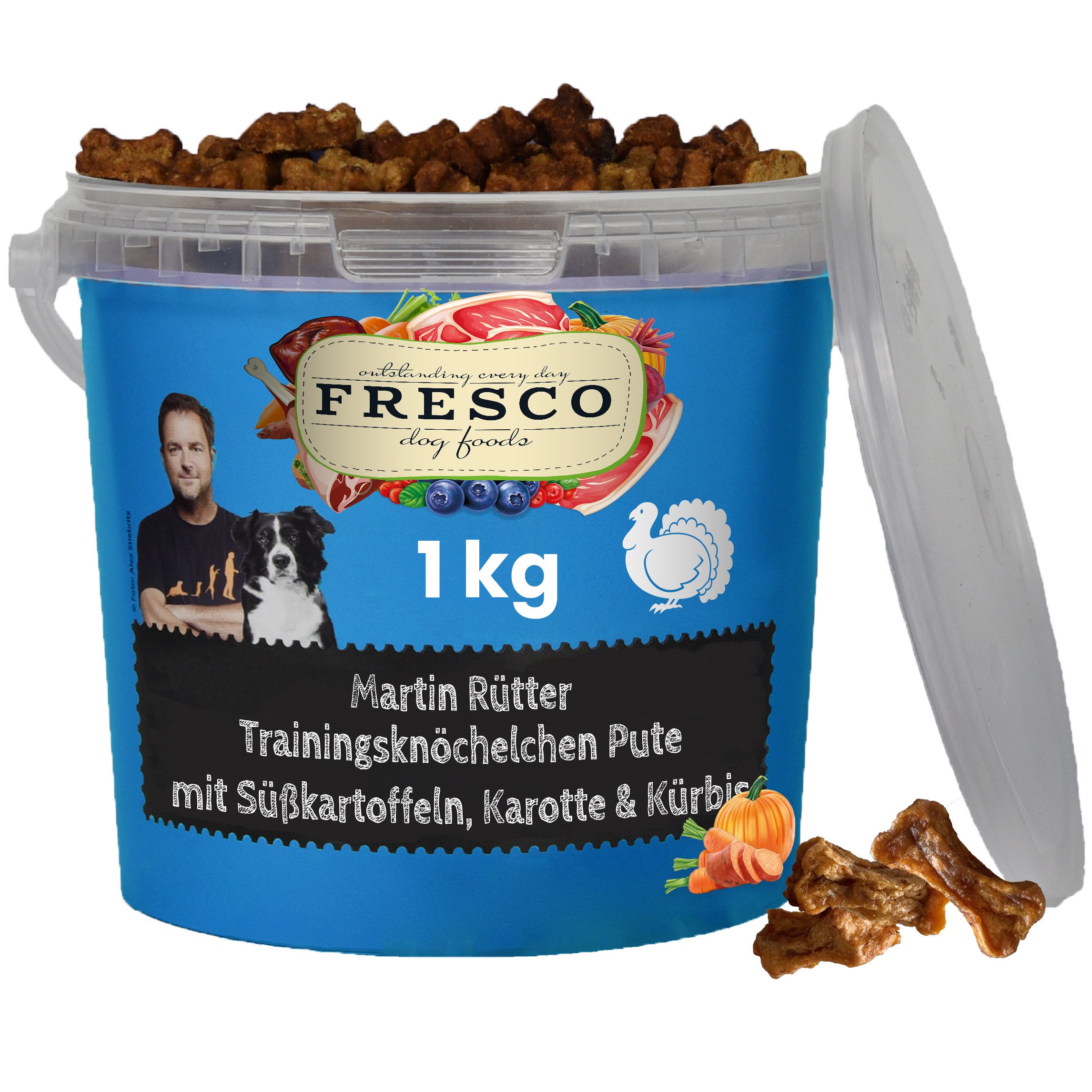 Fresco Dog Martin Rütter Trainingsknöchelchen 1kg Hunde Leckerli, Pute mit Kürbis & Karotte, Snack für: Hunde, Getreidefrei, zuckerfrei, hoher Fleischanteil